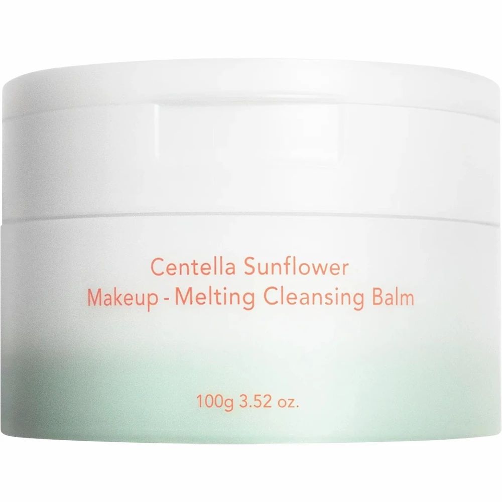 Pot blanc avec nom du produit. Inscription : Centella Sunflower Makeup-Melting Cleansing Balm. 100g 3.52 oz.