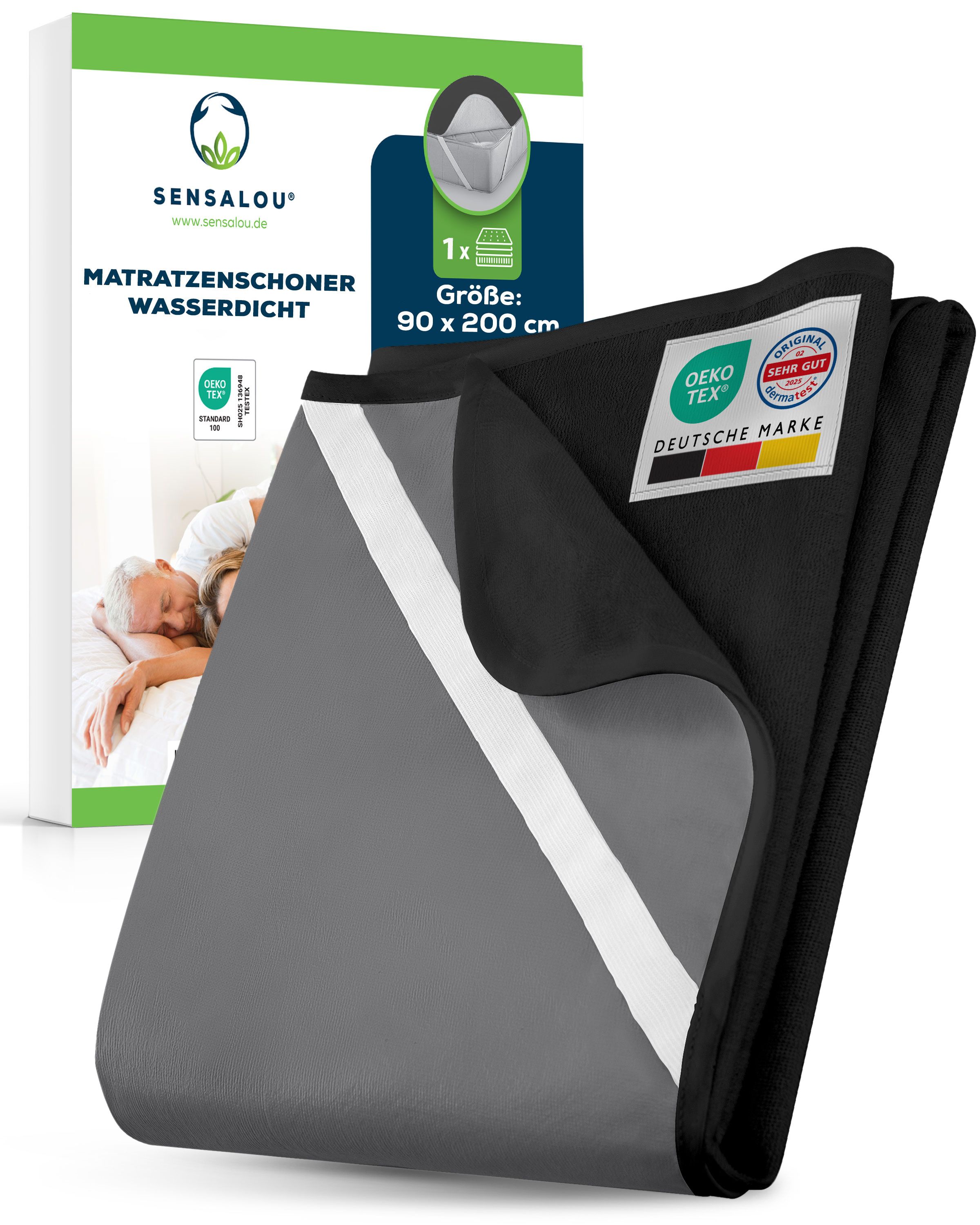 Sensalou protège-matelas d’incontinence 90 x 200 en noir