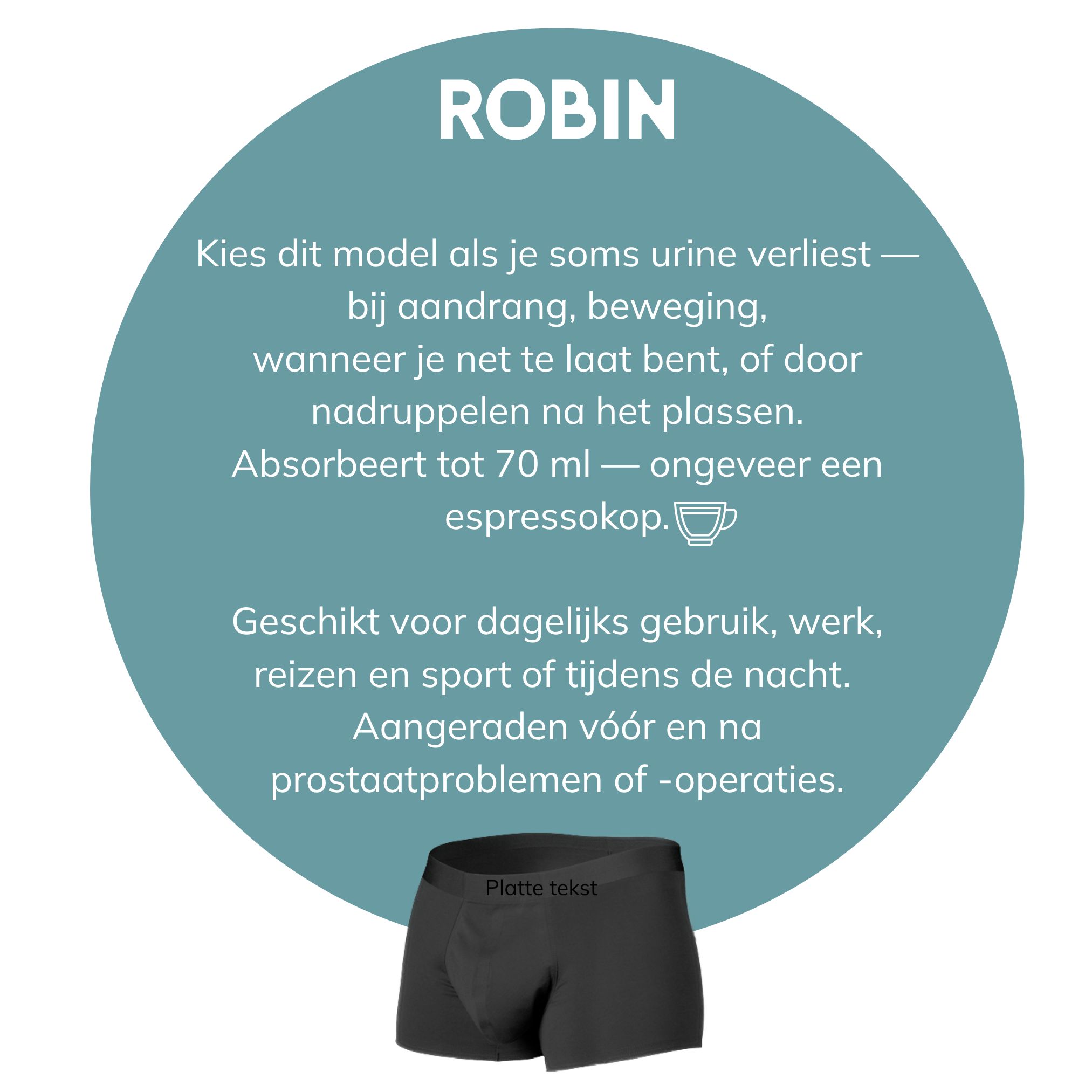 Robin Premium Wasbare Incontinentie Boxer bij Urineverlies, 3-Pack (L, Marineblauw)