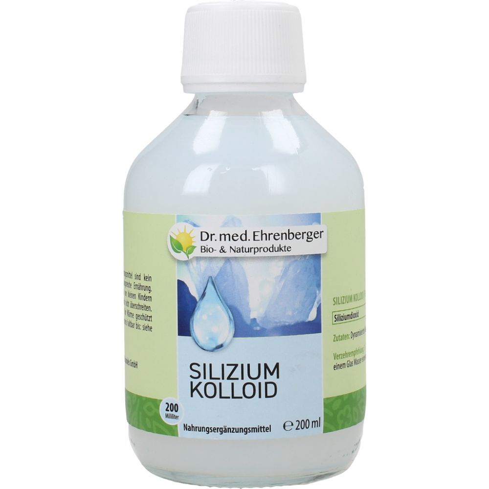 Glazen fles met witte dop. Etiket met productnaam en logo. Voedingssupplement.