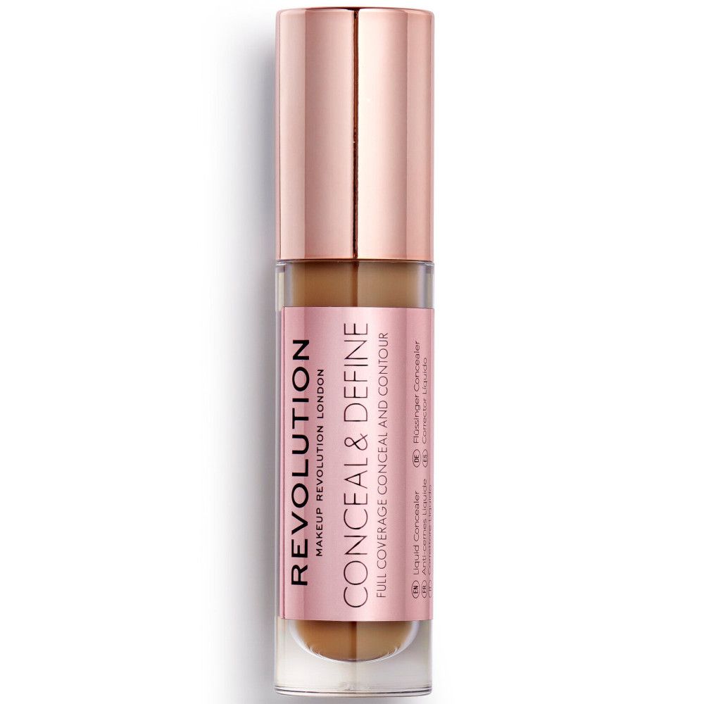 Tube de correcteur avec bouchon or rose. Nom du produit: Conceal & Define.
