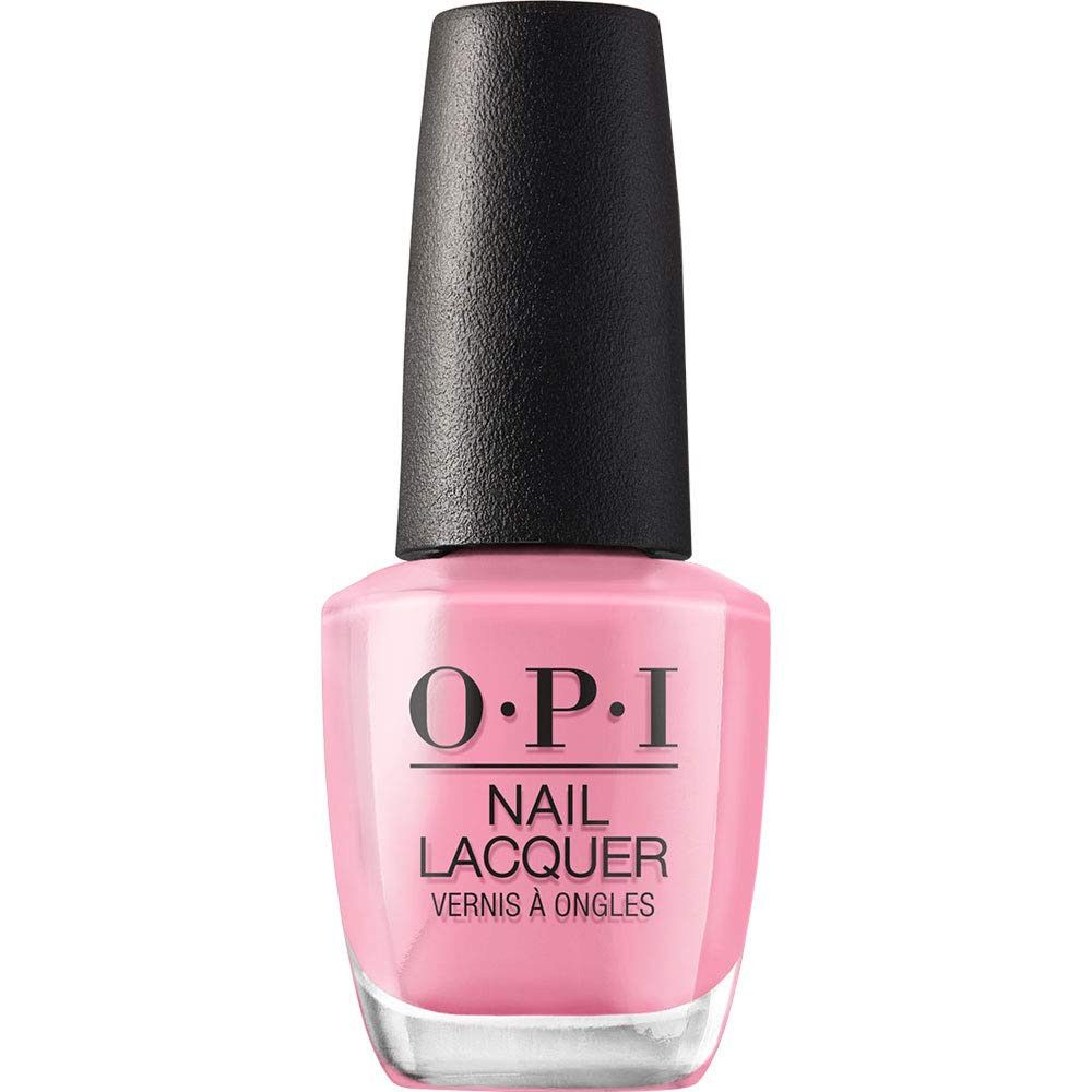 OPI Nagellak fles. Roze lak, zwarte dop. Opschrift: Nail Lacquer.