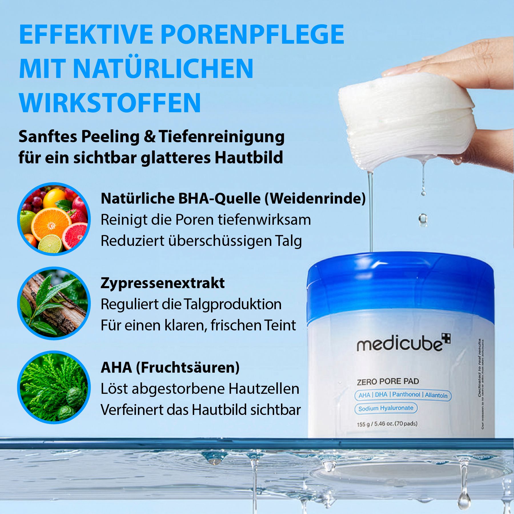 Medicube Zero Pore Pad Gezichtsreinigingstoner Dubbelzijdige reinigingspads AHA BHA