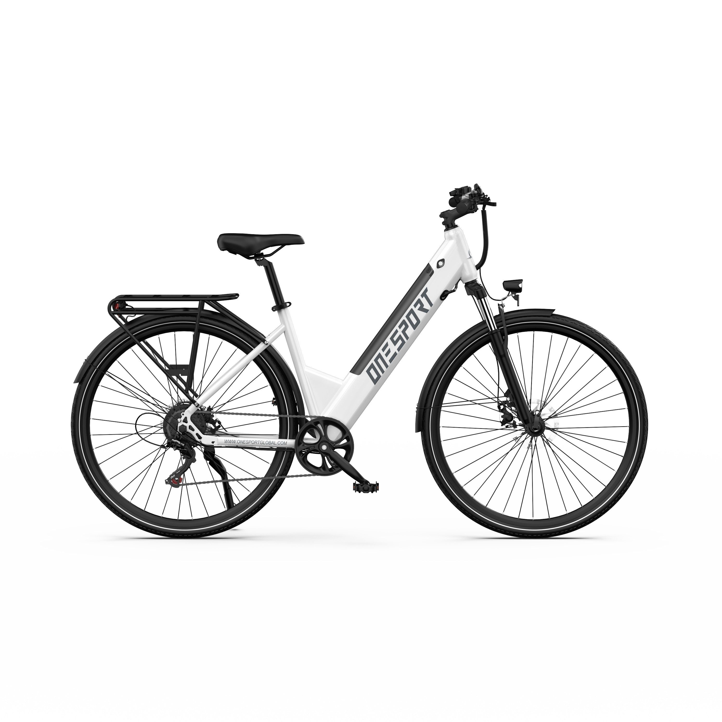 ONESPORT OT12 Vélo électrique urbain 27,5", batterie 36 V 13 Ah, compatible avec une application