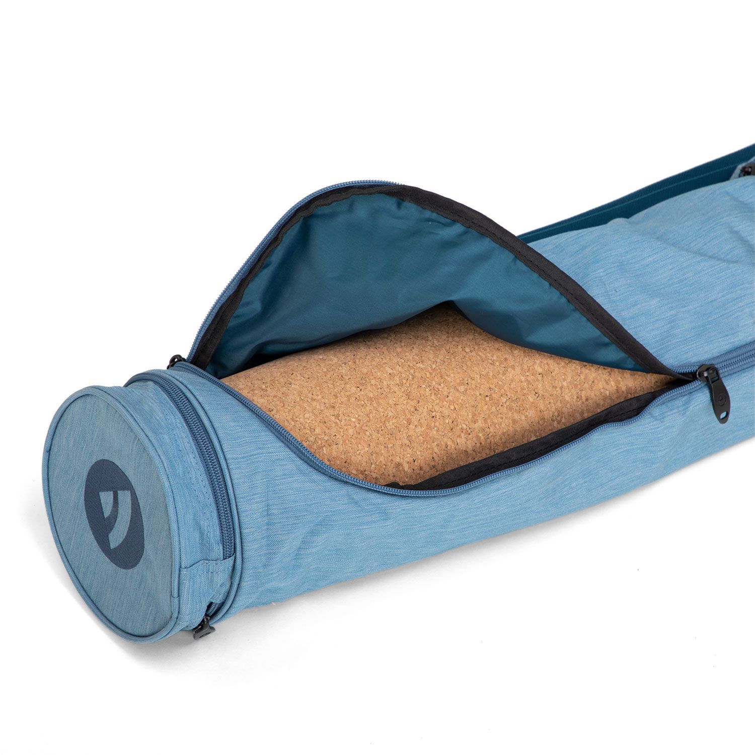 Sac ouvert, gris-bleu chiné, avec fermeture éclair. Intérieur avec tapis. En polyester/polyamide. Vue détaillée.
