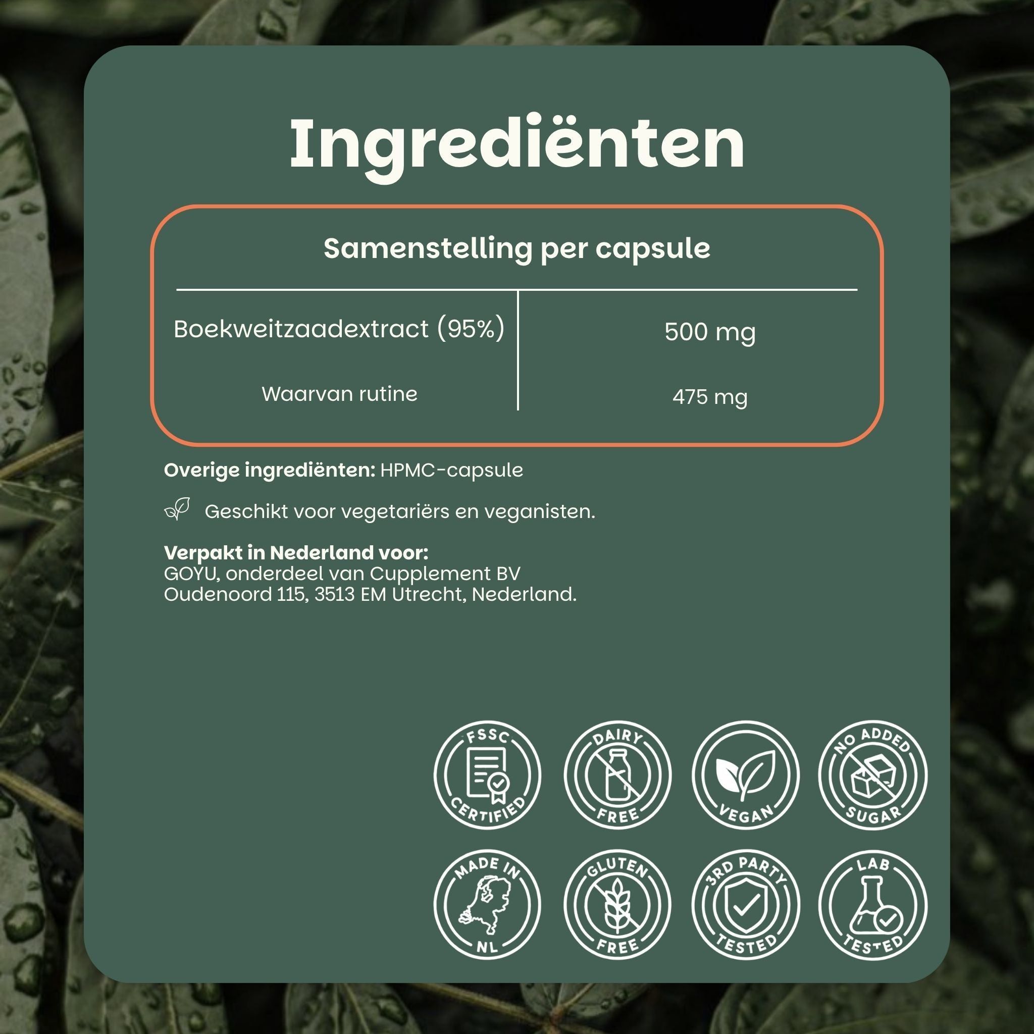 Gebruiksaanwijzing: Neem 1 tot 2 capsules per dag met water in, bij voorkeur tijdens of vlak na een maaltijd.