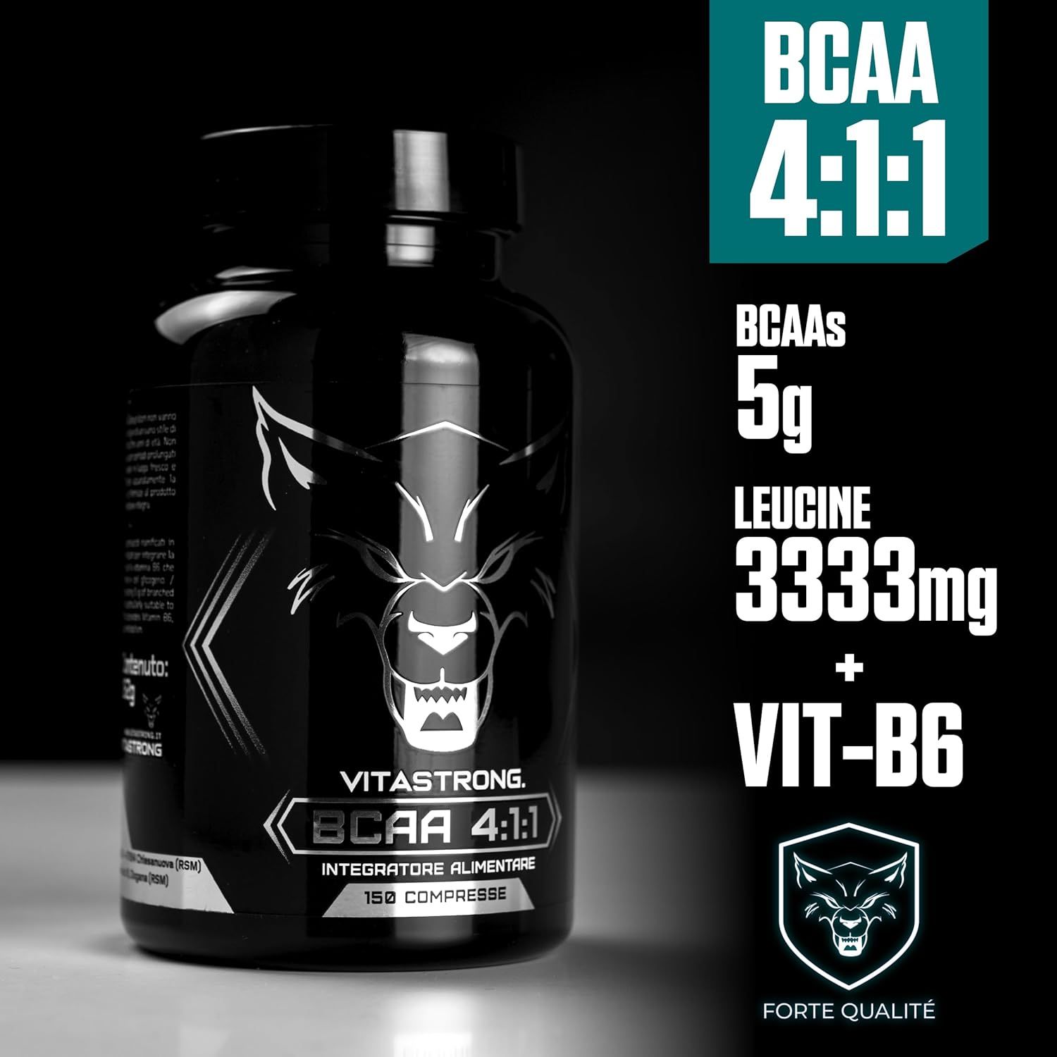 Vitastrong BCAA 4:1:1, 150 tabletten. Extra info over BCAA's, Leucine en Vitamine B6.