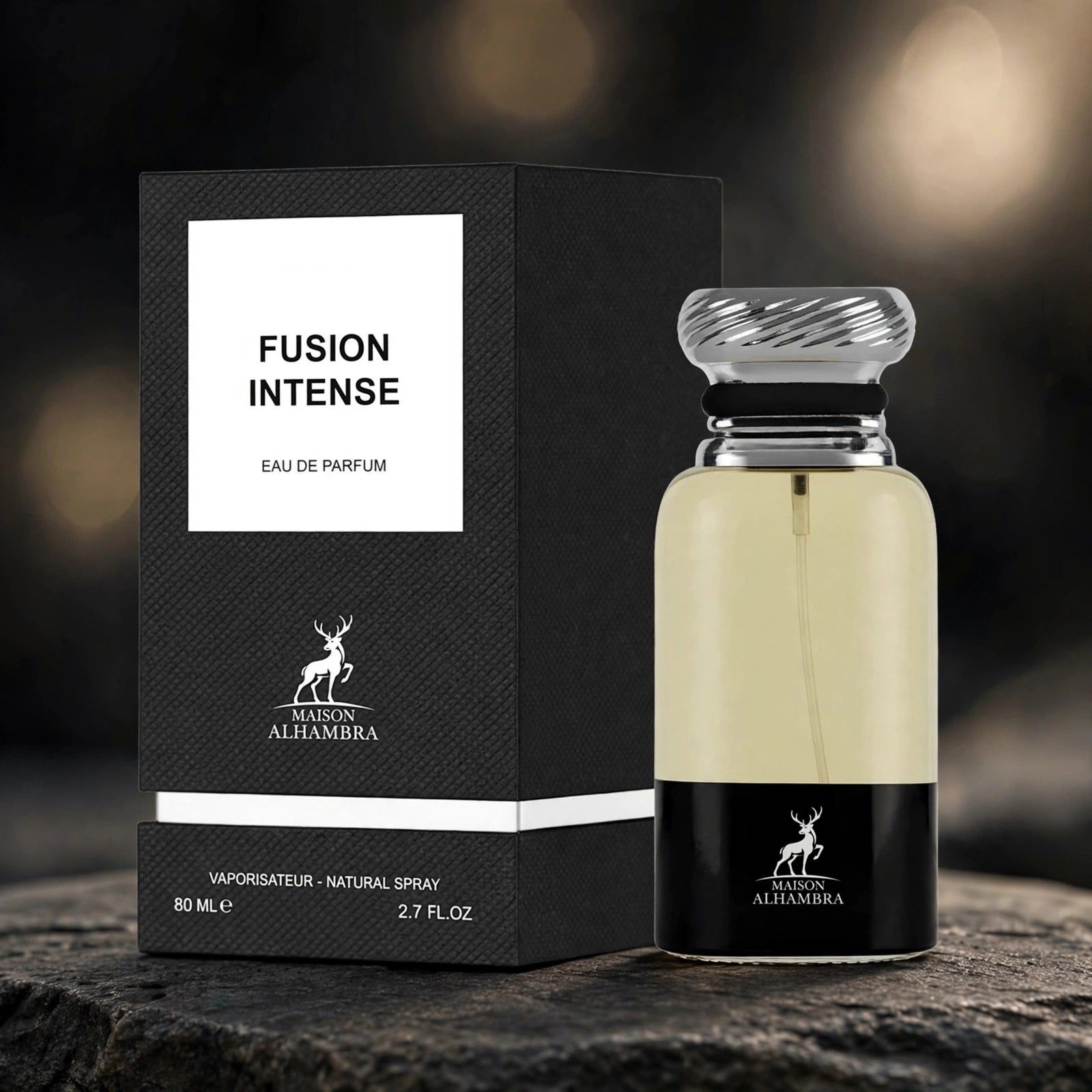 Maison Alhambra Fusion Intense Eau de Parfum flacon 80ml avec boîte.