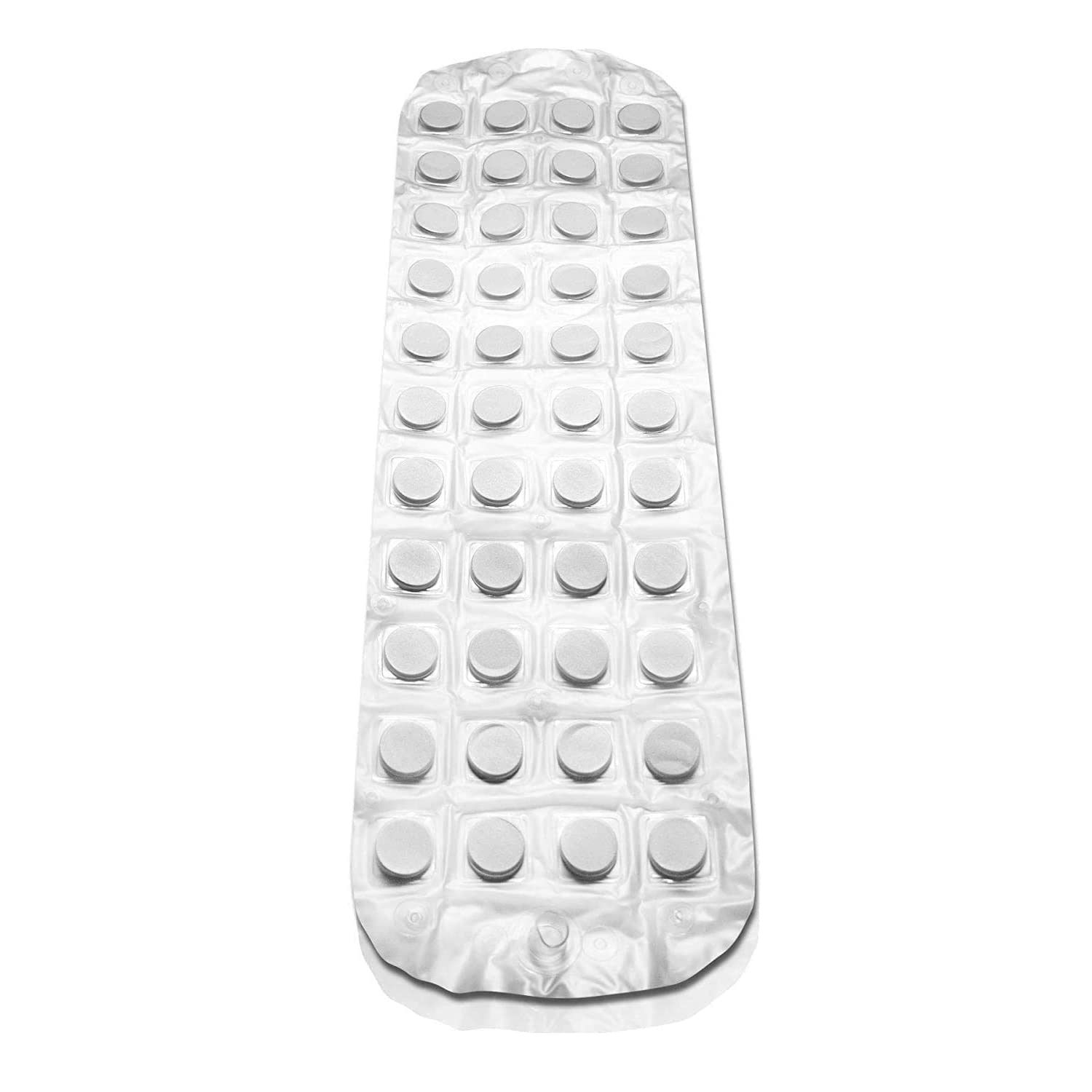 Witte vervangende bubbelmat, rechthoekig met ronde luchtuitlaten. Bovenaanzicht.