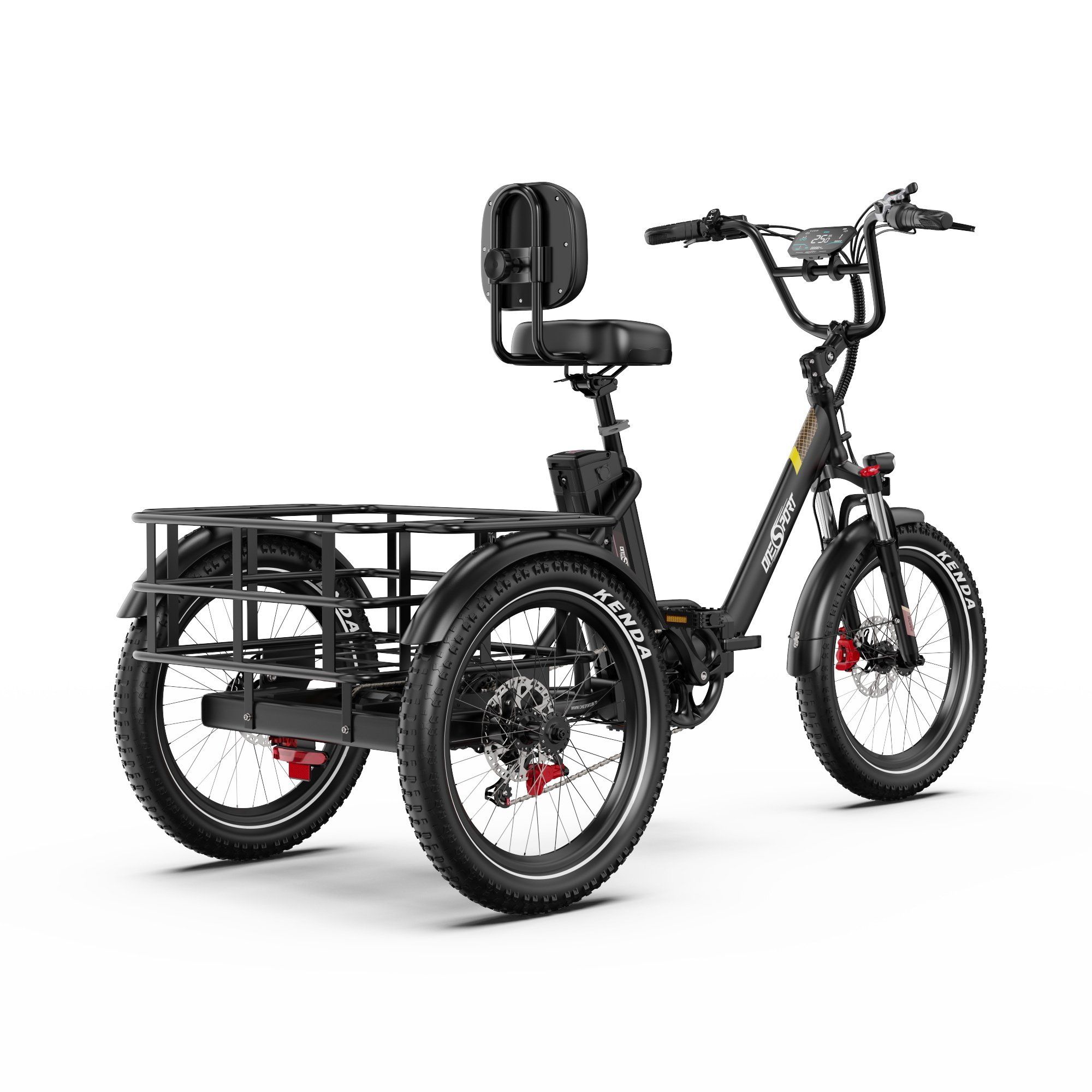ONESPORT OT30 PRO Vélo cargo électrique à trois roues- Moteur 500 W, batterie 48 V 18 Ah