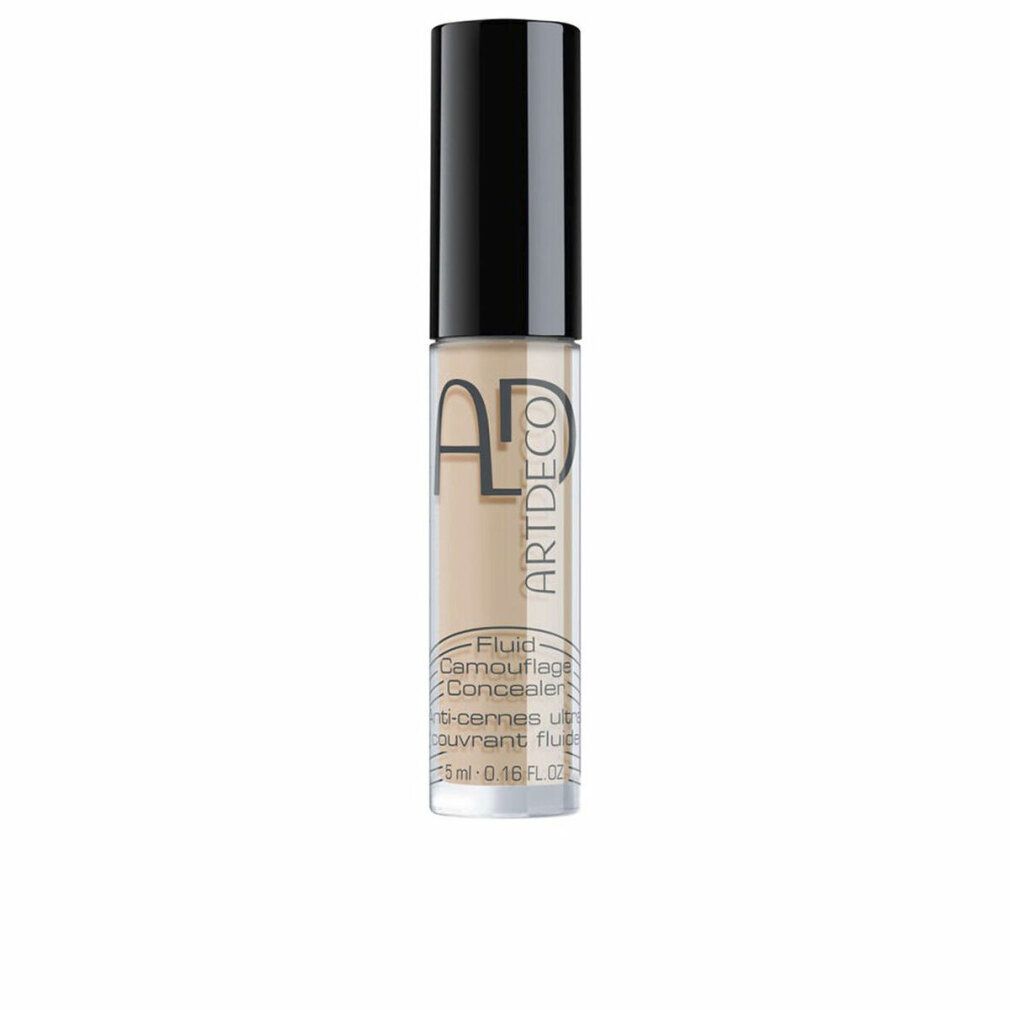 Artdeco Concealer Fluid Camouflage. Fles met zwarte dop. Opschrift: Fluid Camouflage Concealer, 5ml.