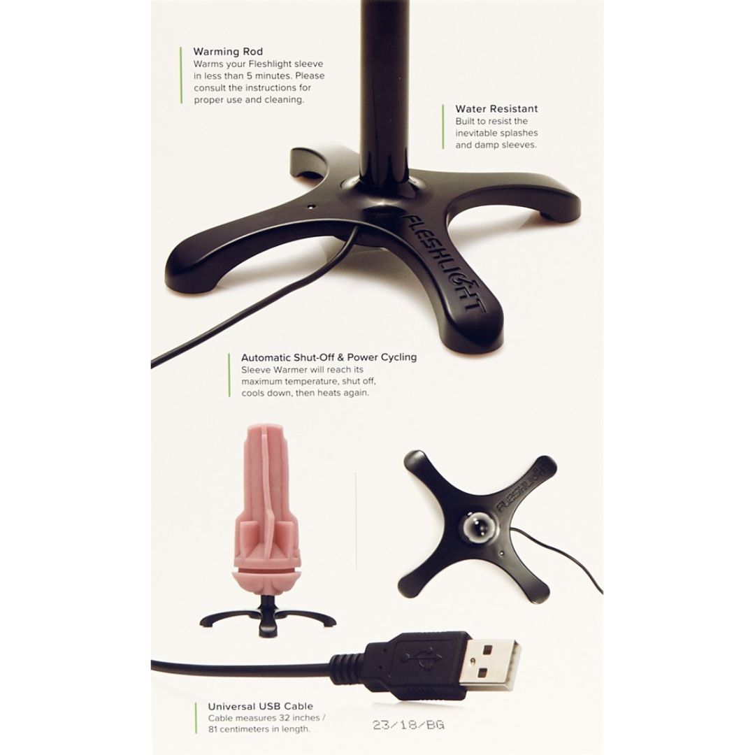 Diagramme avec composants du produit. Comprend une tige chauffante, un socle, un câble USB et un composant rose.