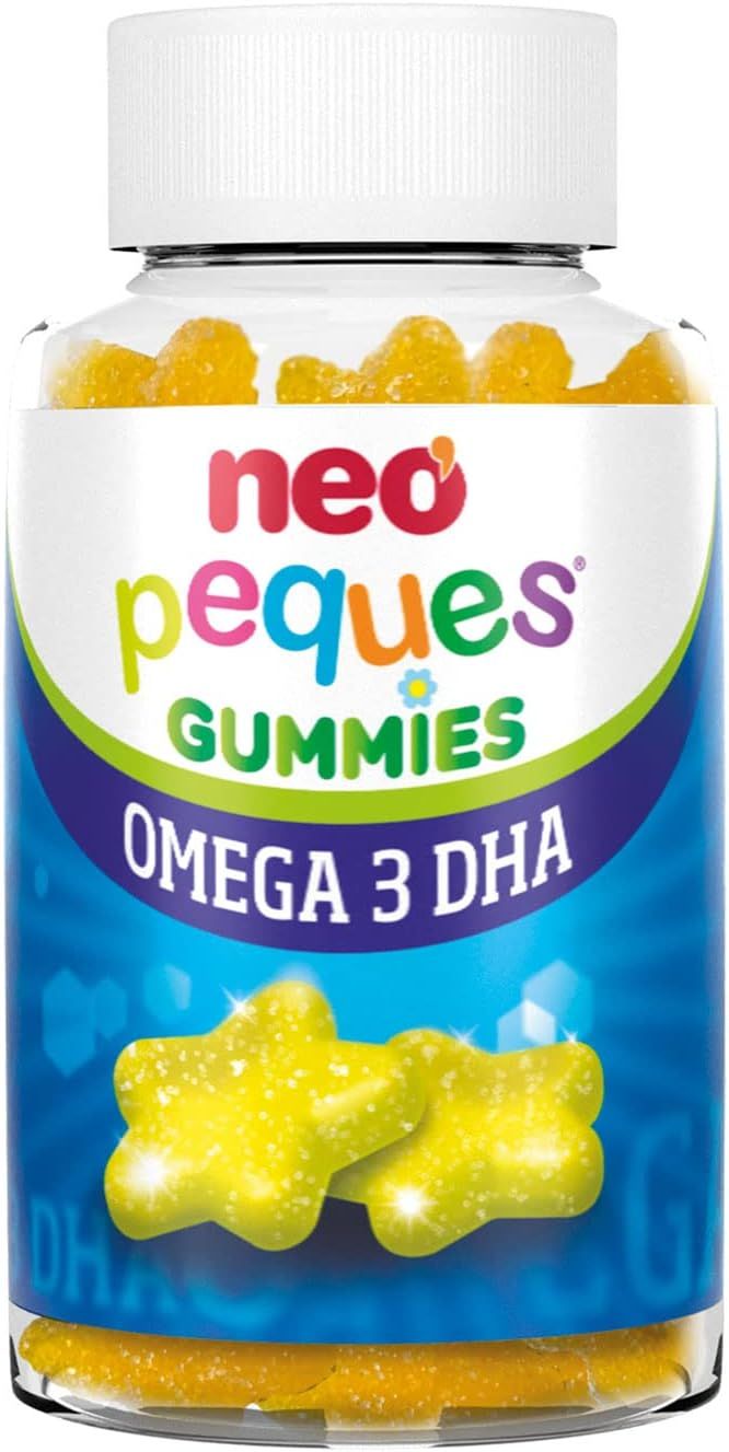Fles met gele ster-gummies, Omega 3 DHA.