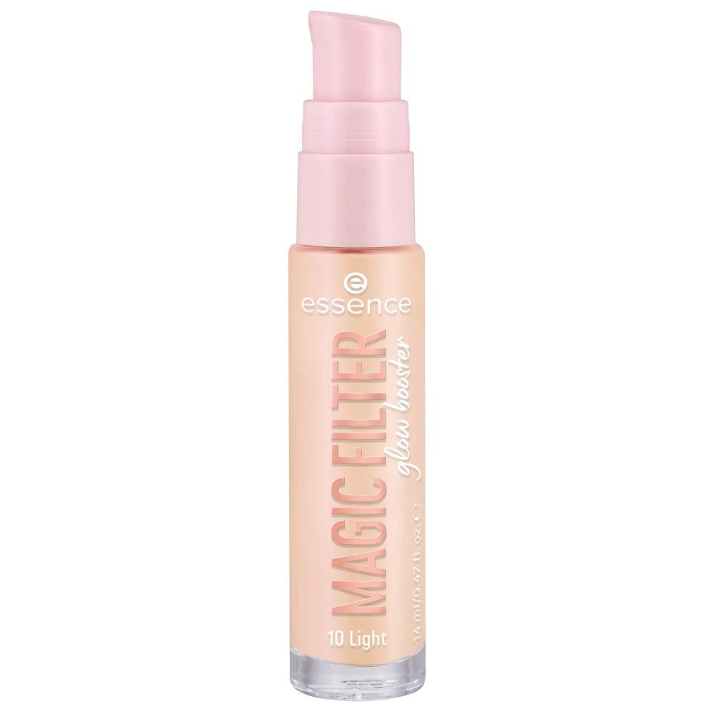 Tube de fond de teint rose avec inscription "MAGIC FILTER glow booster". Teinte "10 Light".