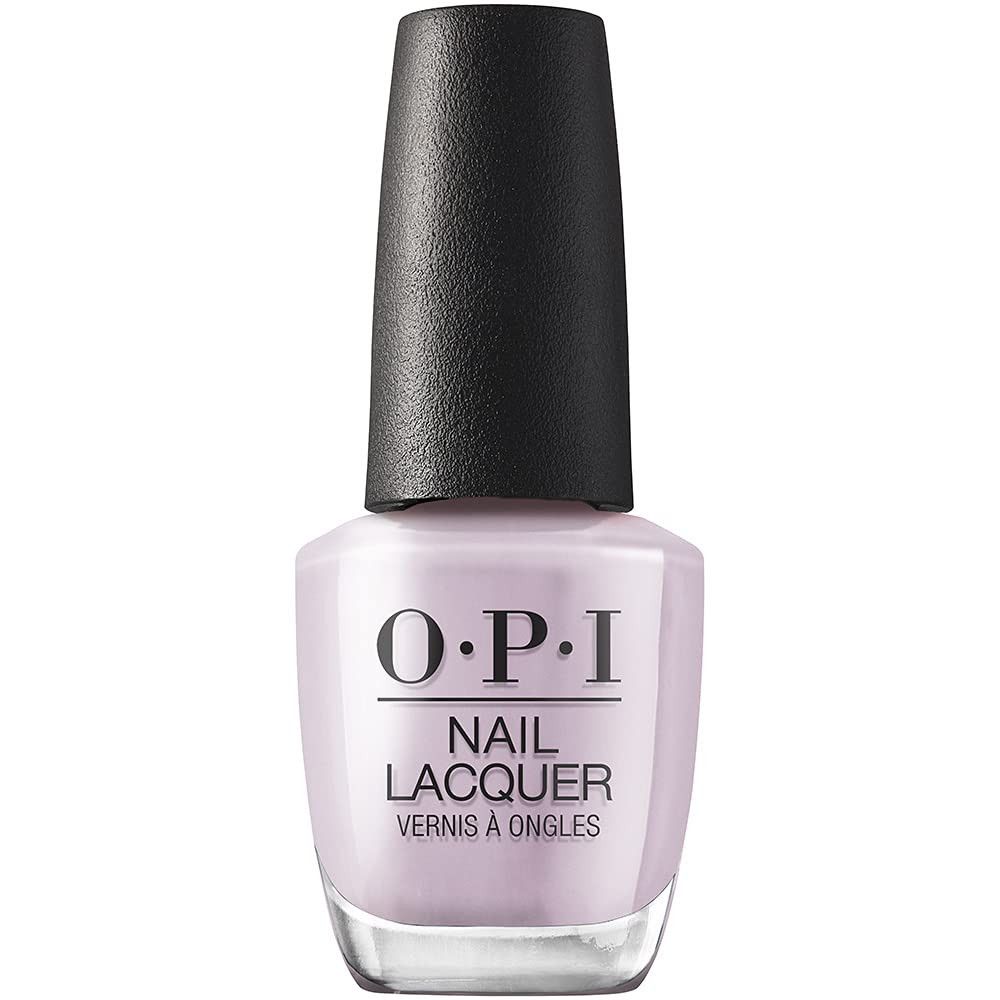 OPI nagellakfles, lichtpaarse lak, zwarte dop. Opschrift.