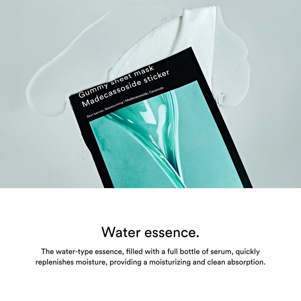 Emballage du produit et masque avec liquide. Emballage noir avec nom et ingrédients du produit.