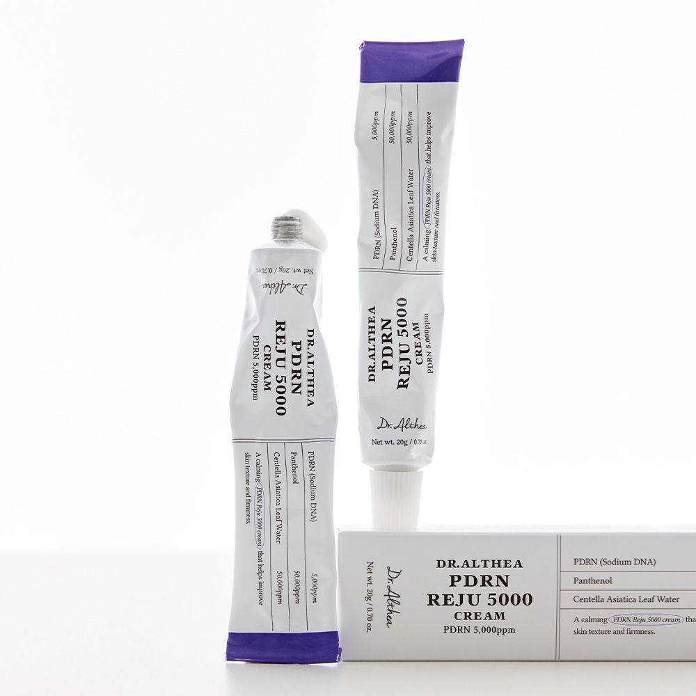 Twee Dr.Althea PDRN Reju 5000 Cream tubes en een vouwdoos.