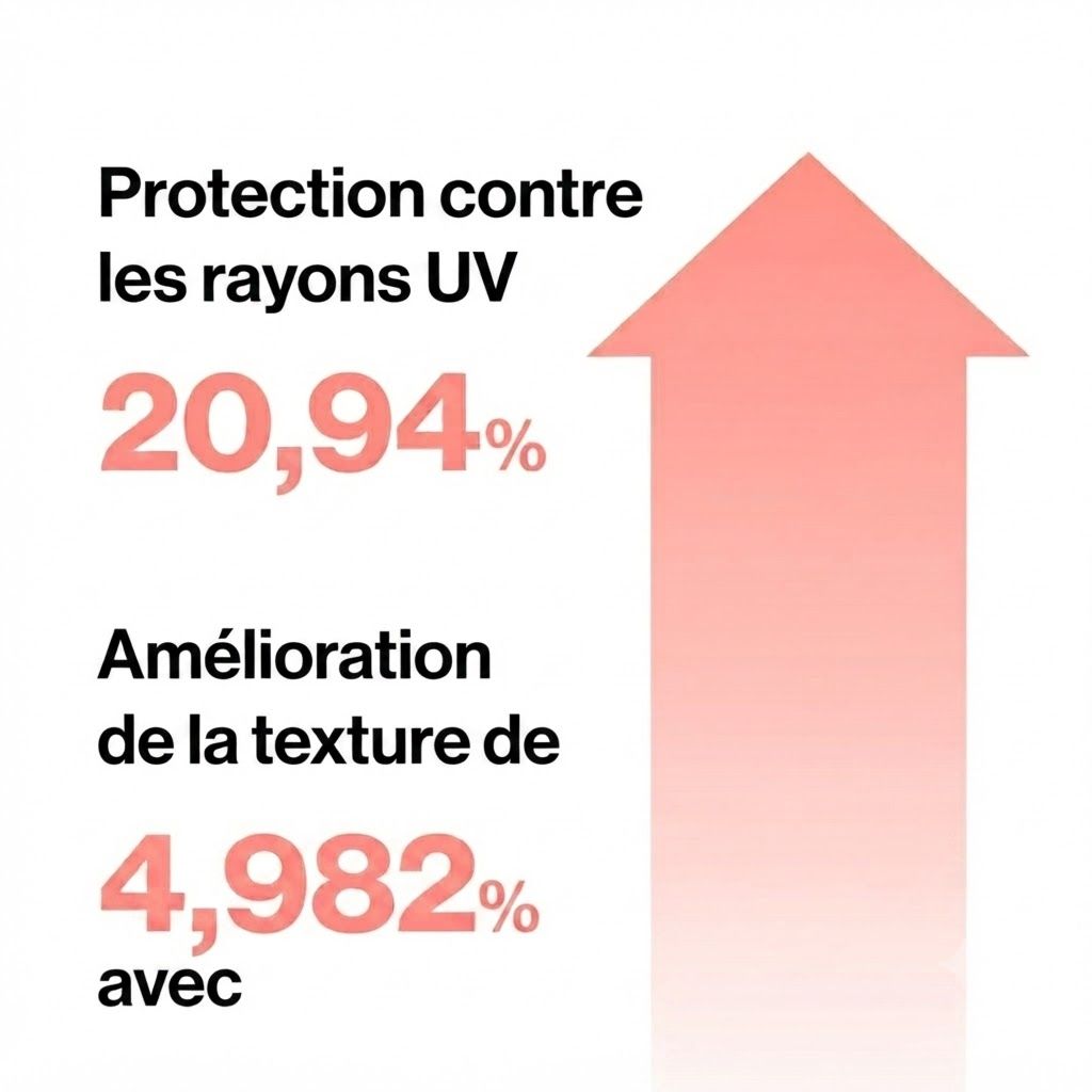 Protection contre les rayons UV 20,94%. Amélioration de la texture de 4,982%.