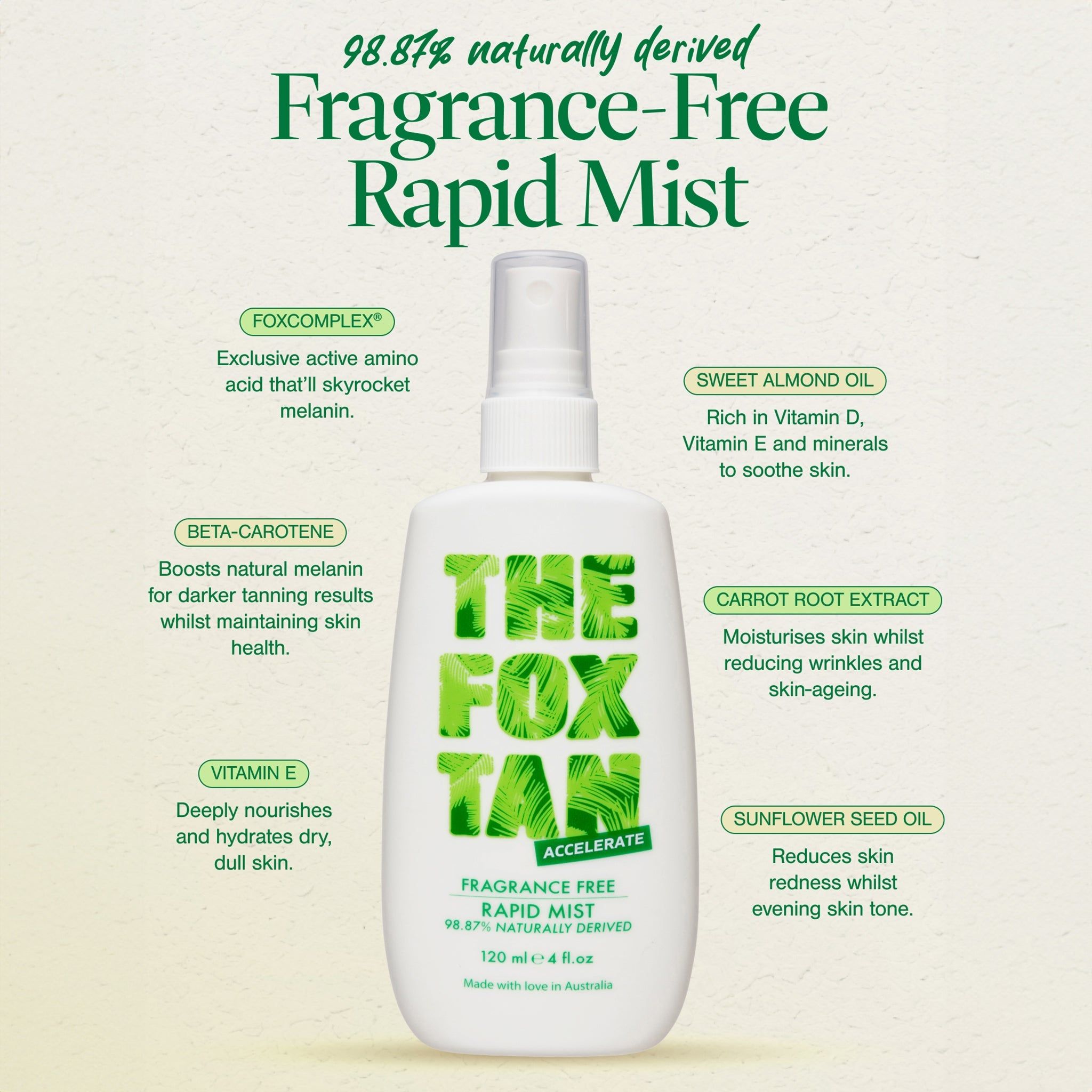 The Fox Tan Fragrance Free Rapid Tanning Mist