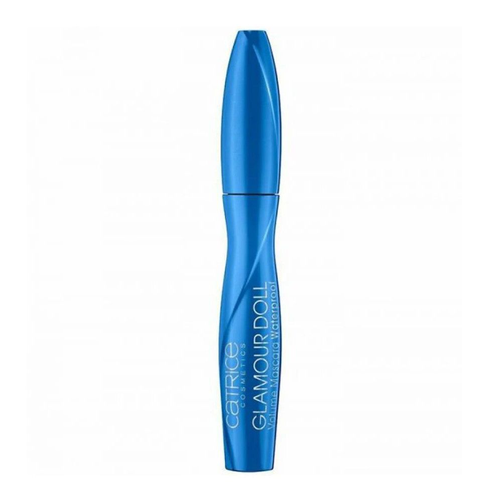 Tube de mascara bleu. Inscription : Catrice Glamour Doll Volume Waterproof Mascara.