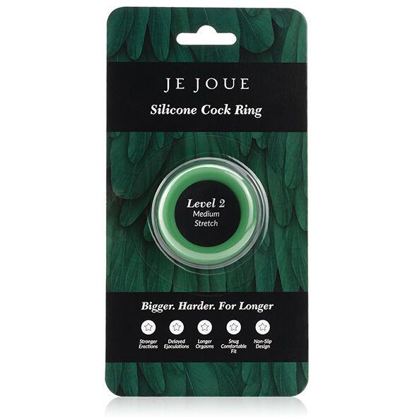 Groene Je Joue siliconen C-ring, level 2, medium stretch, geïsoleerd.