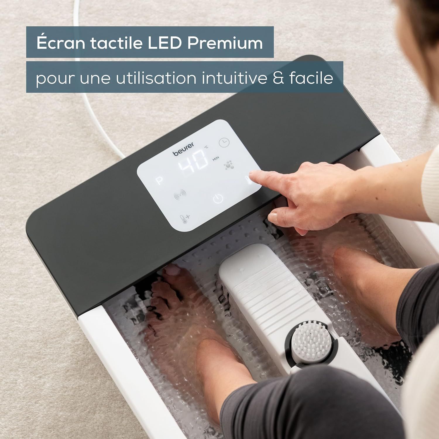 Bain de pieds Beurer FB 60 avec écran tactile LED et commandes.