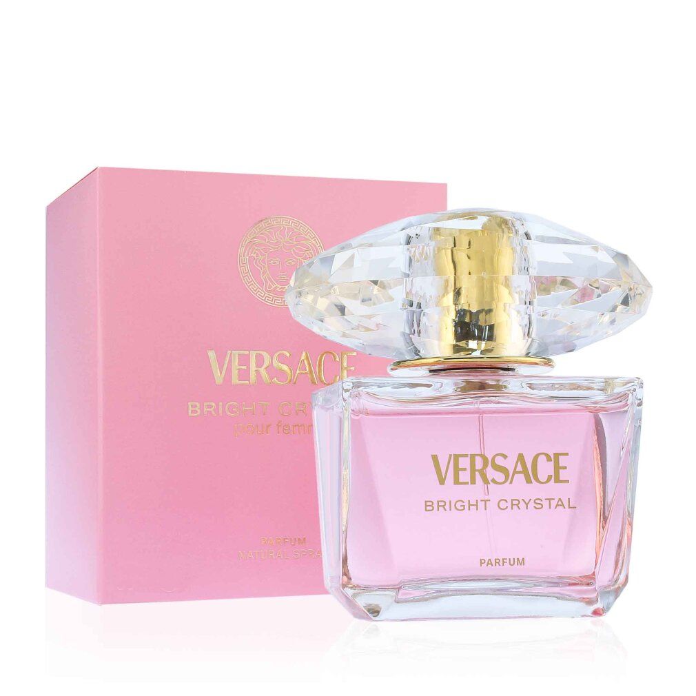 Versace Bright Crystal parfum spray met roze verpakking en flesje.