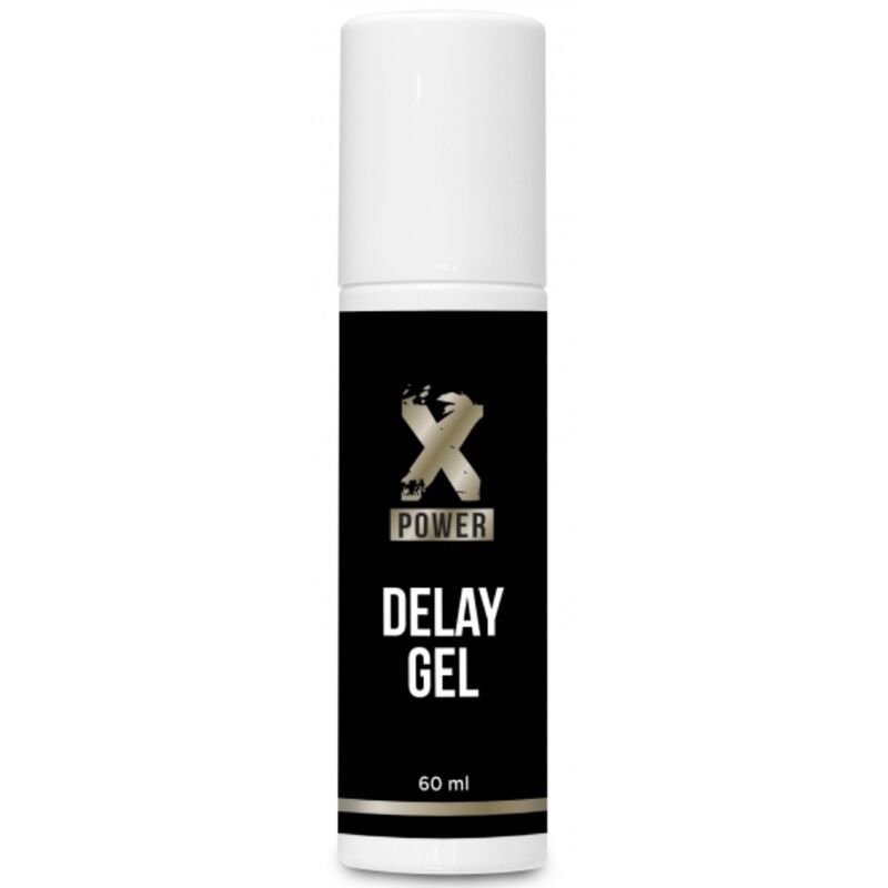 Flacon Xpower Delay Gel de 60 ml avec symbole masculin.