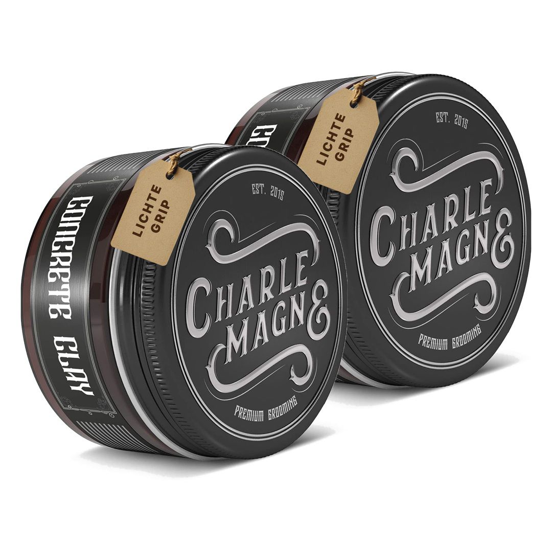 Zwart potje met zwart deksel, gelabeld "MATTE POMADE".