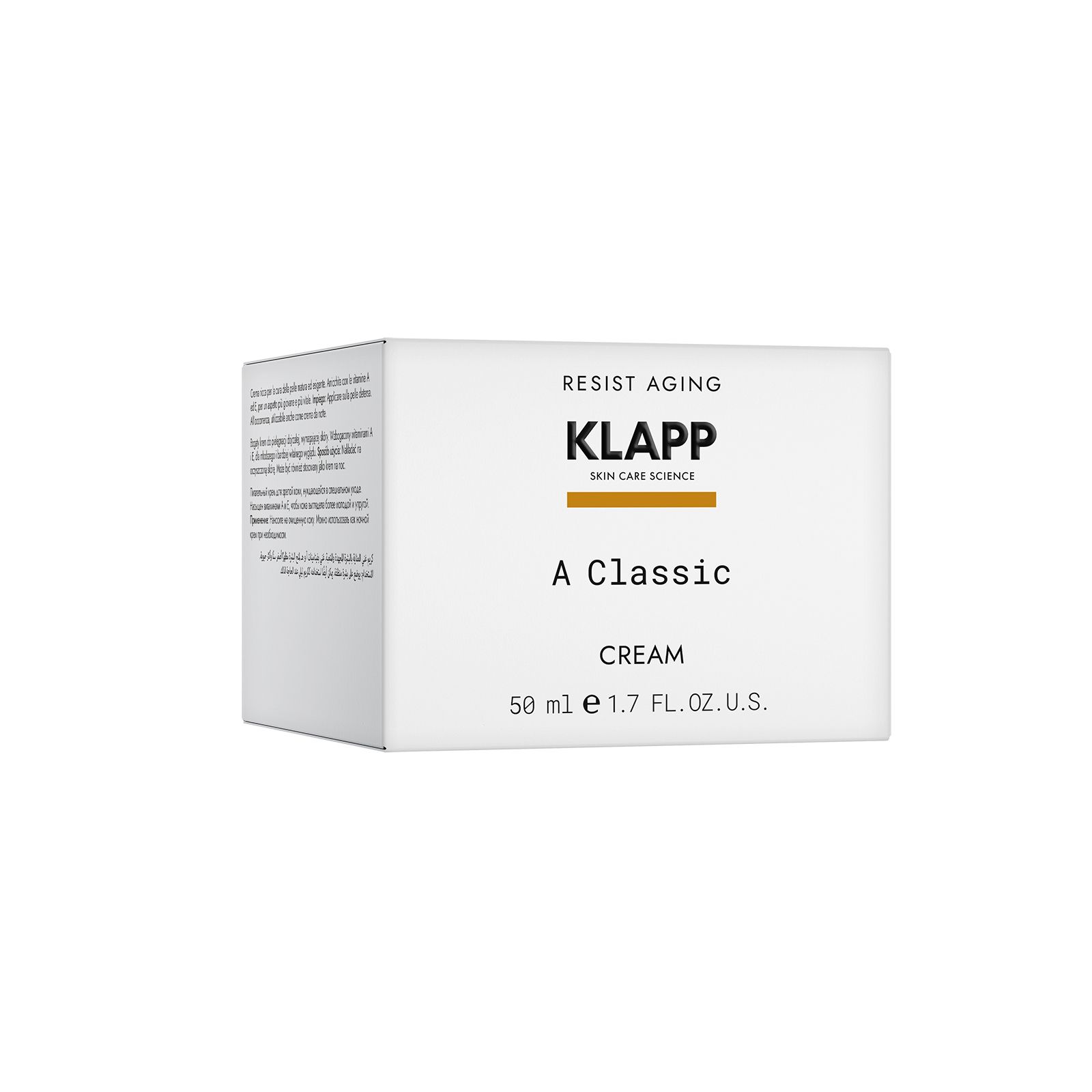 Witte verpakking met 'KLAPP A Classic CREAM'. Bevat 50 ml.