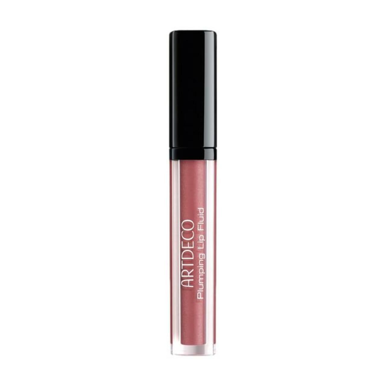 Artdeco Plumping Lip Fluid in een heldere fles met zwarte dop. Productnaam en merk zijn afgedrukt.