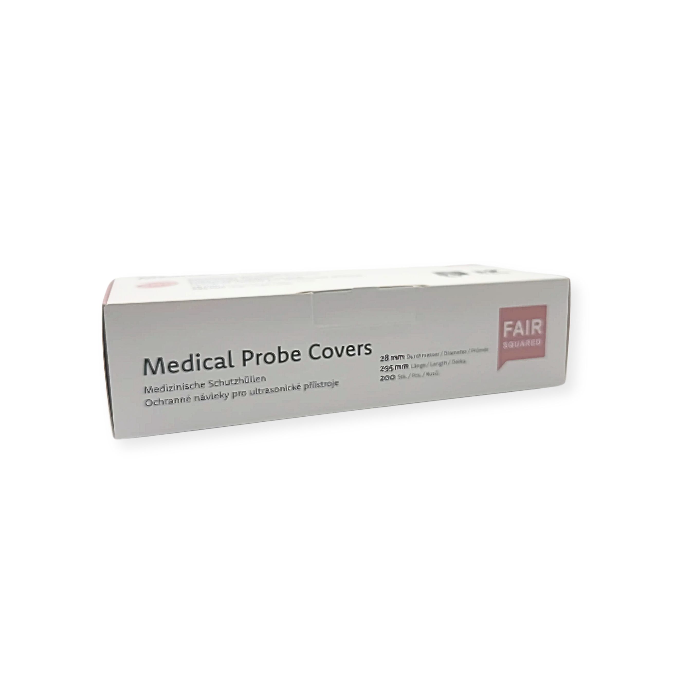 Boîte "Medical Probe Covers". Diamètre 33mm, longueur 195mm. Marque: FAIR SQUARED. 200 pièces.