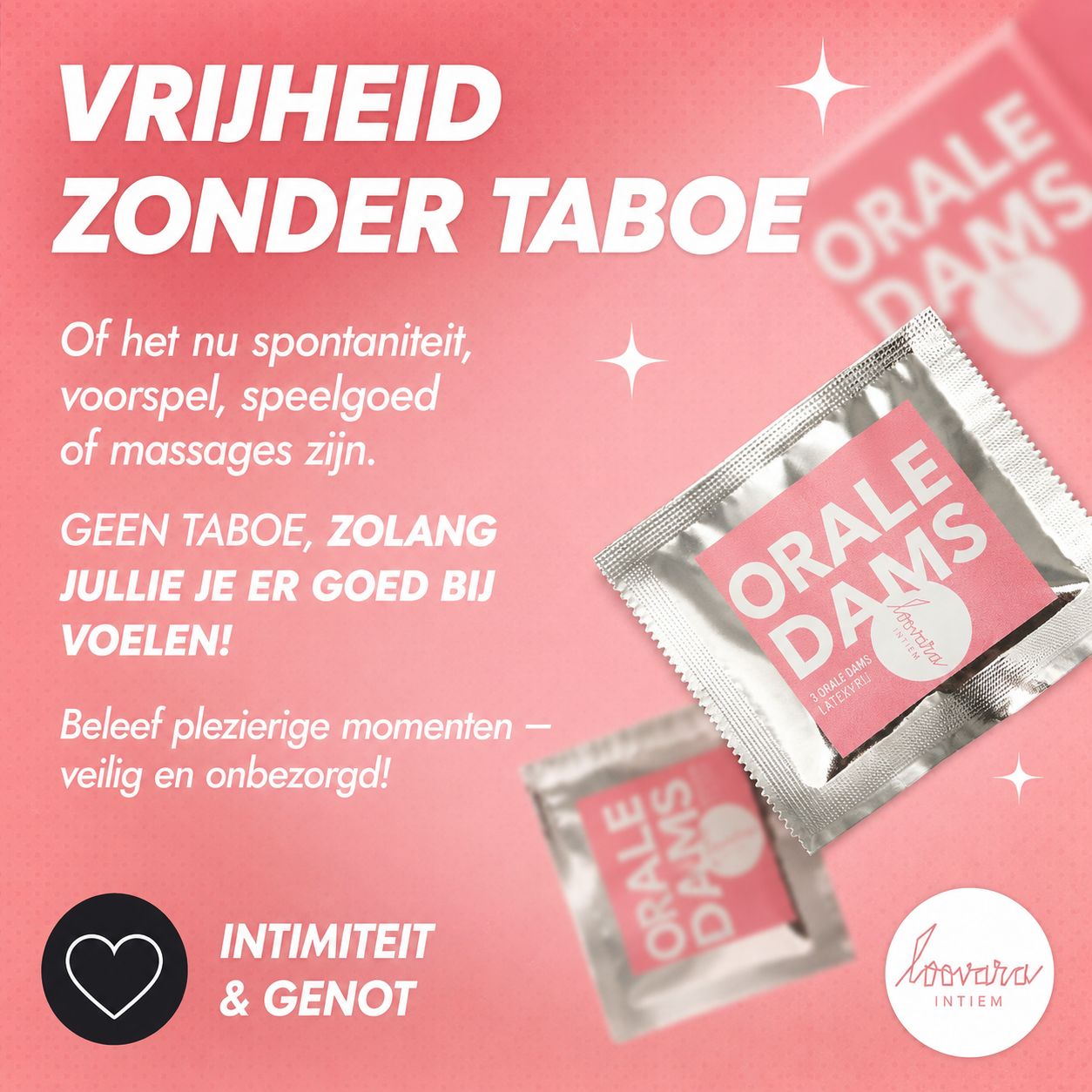 Latexvrije oral dams: ultradun, extra zacht, hypoallergeen.