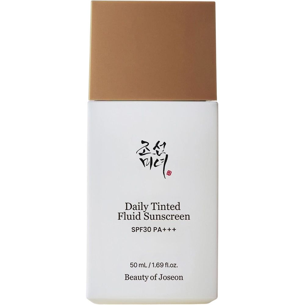 Flacon blanc à bouchon marron, écran solaire SPF30.