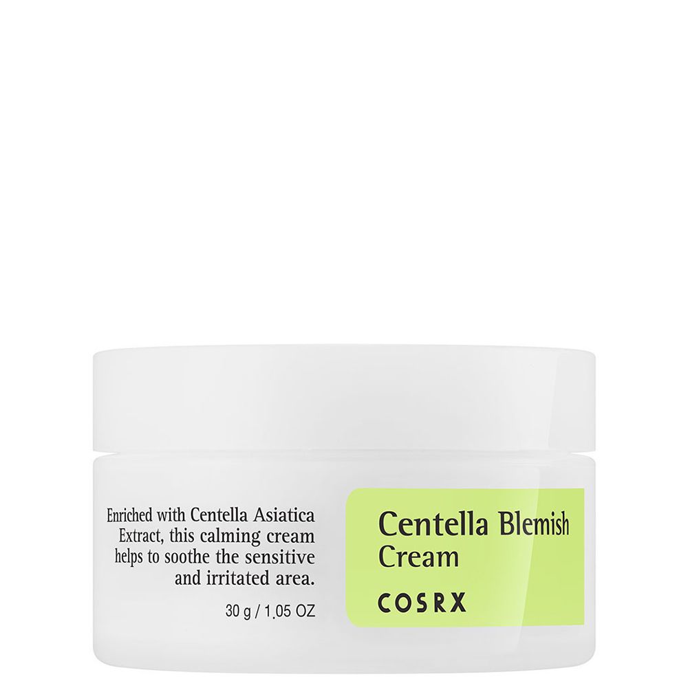 COSRX Centella Blemish Cream pot, wit met groen etiket.