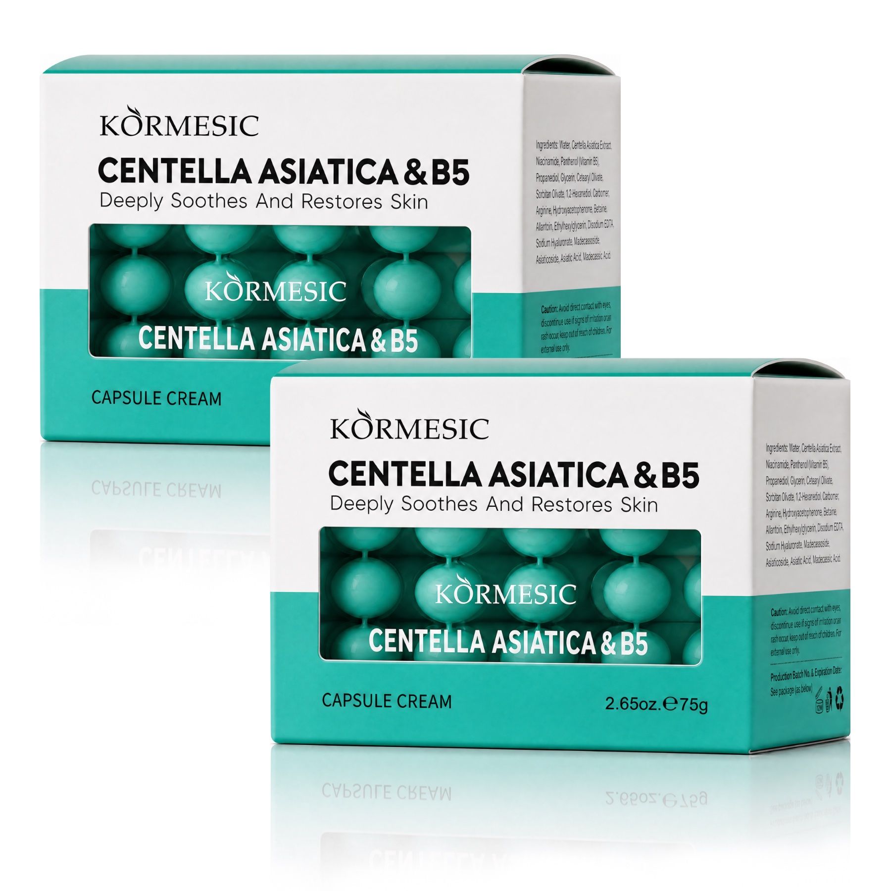 KORMESIC Crème visage à la Centella Asiatica et à la vitamine B5 Crème apaisante en capsules