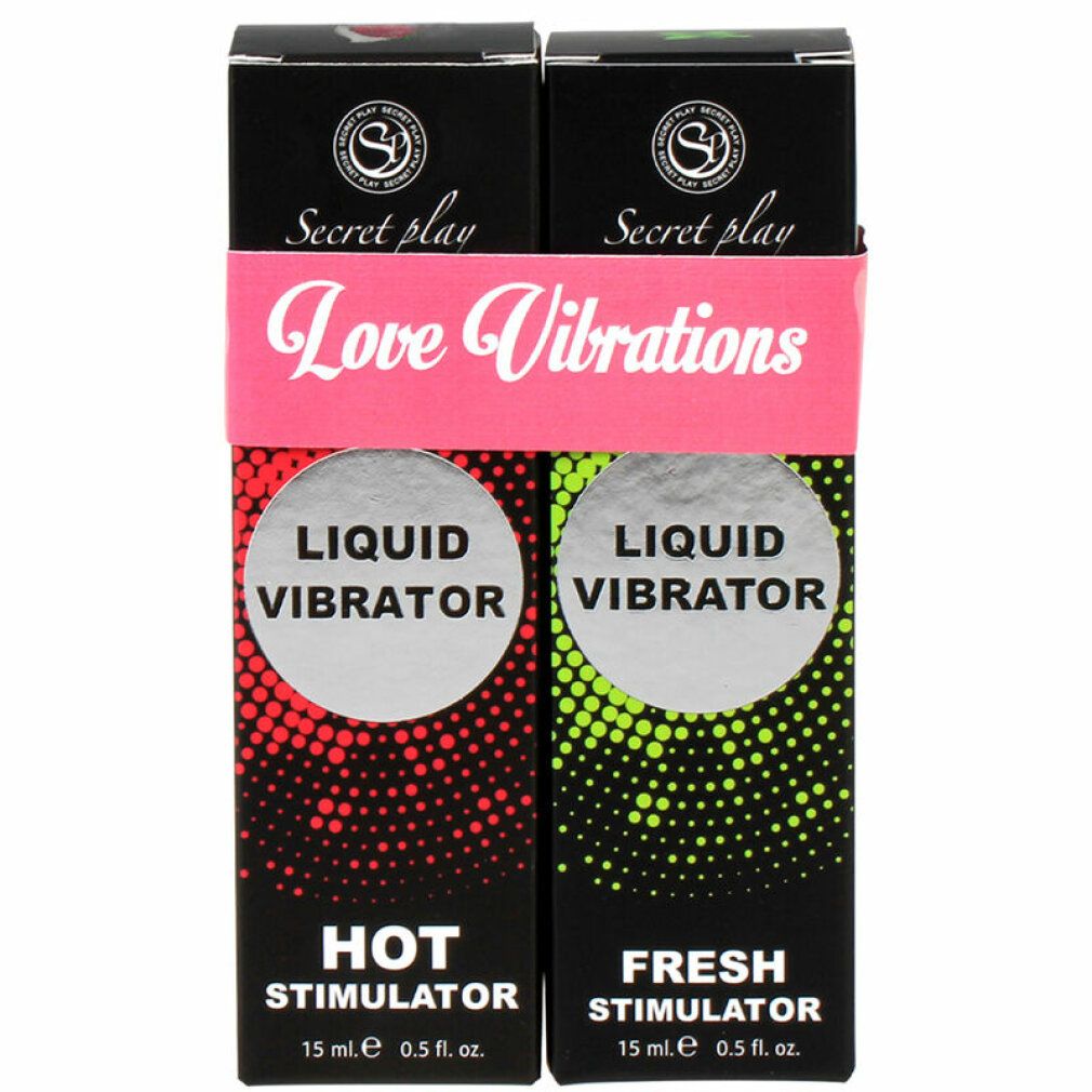 Deux paquets 'Love Vibrations Liquid Vibrator Hot Stimulator' et 'Fresh Stimulator'.