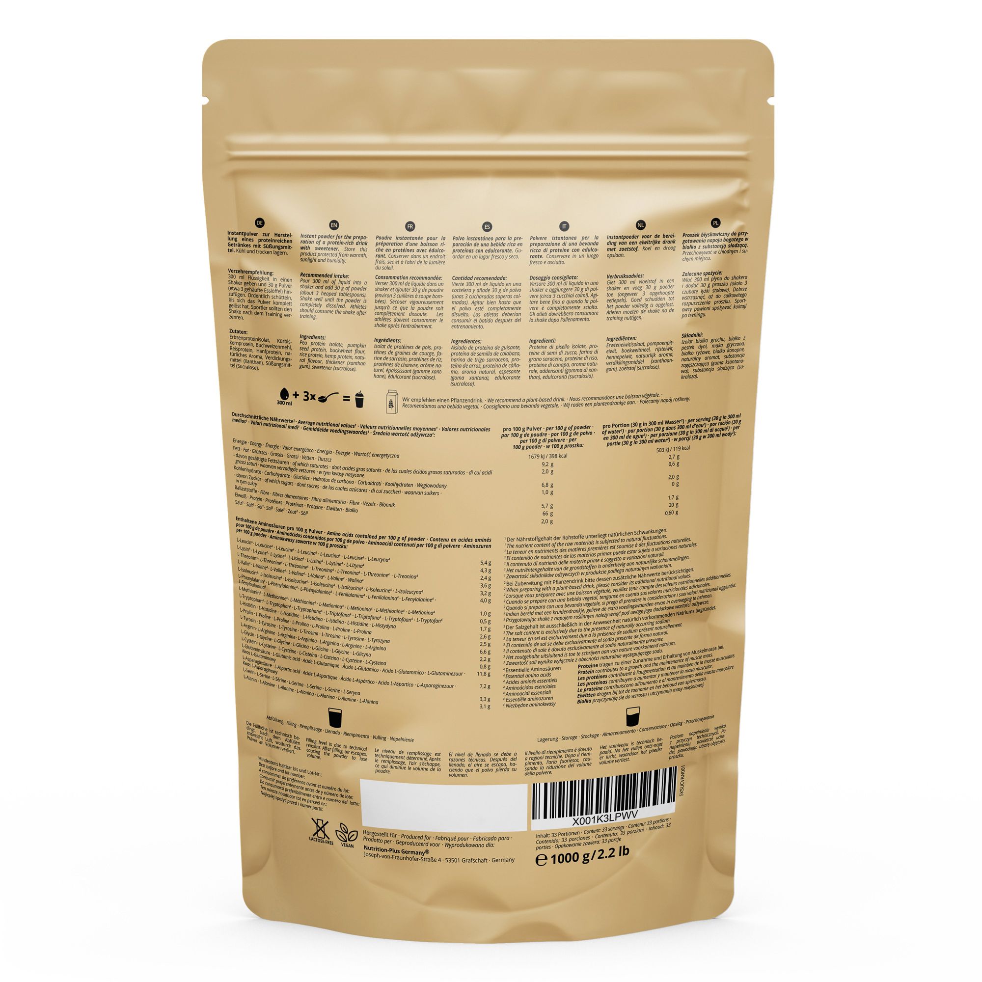 nutri+ Milk Away 1 kg - Poudre de protéines végétalienne sans soja