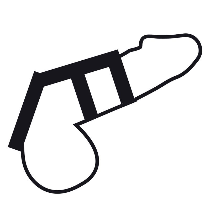 Symbole d'un pénis et d'un scrotum avec un anneau placé autour du pénis.