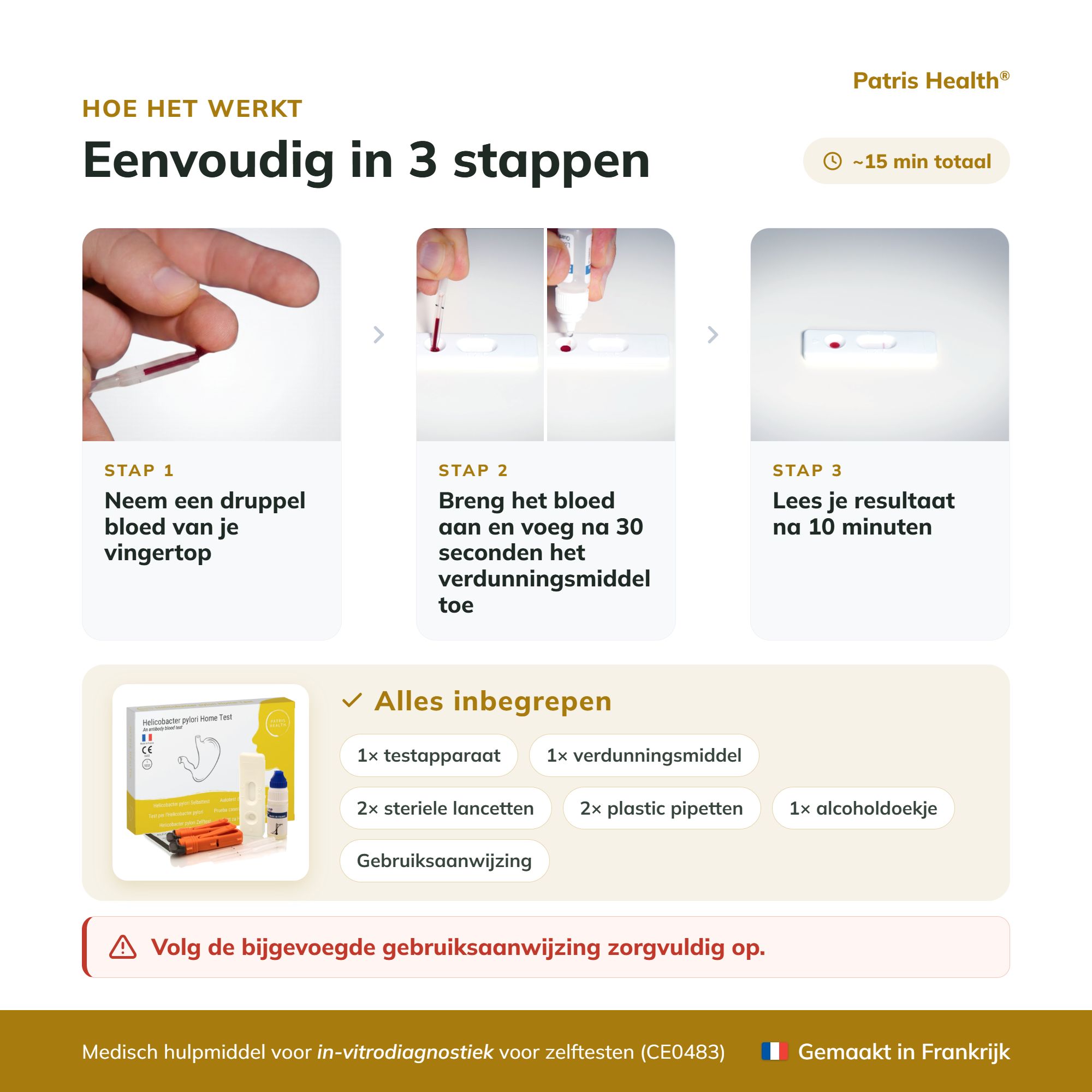 Waarom zinvol? De Helicobacter pylori test detecteert antistoffen. Voor personen met maagklachten.