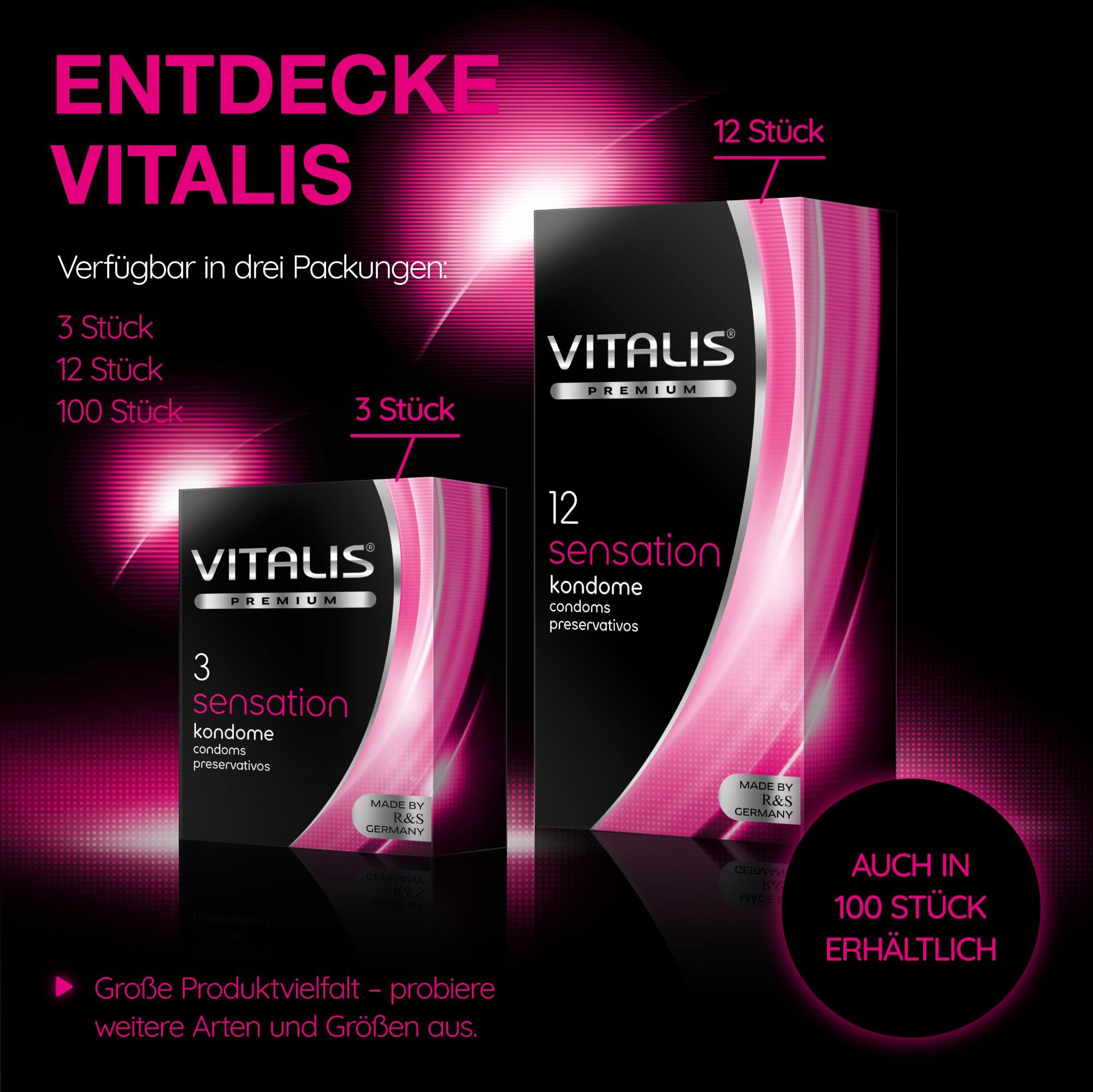 Boîte de 3 préservatifs Vitalis Sensation, design rose.