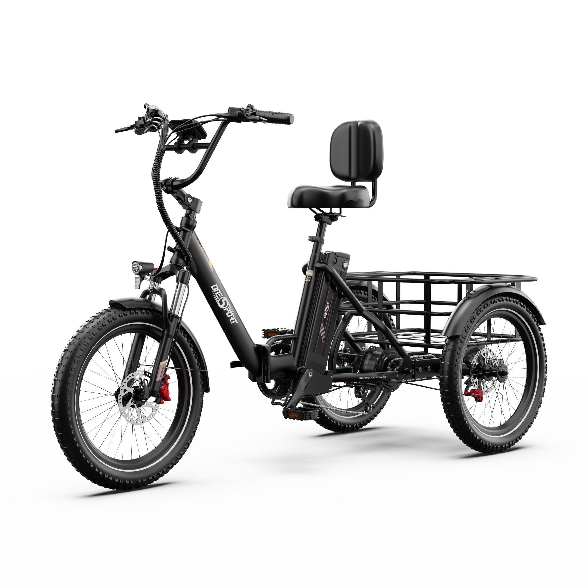 ONESPORT OT30 PRO Vélo cargo électrique à trois roues- Moteur 500 W, batterie 48 V 18 Ah