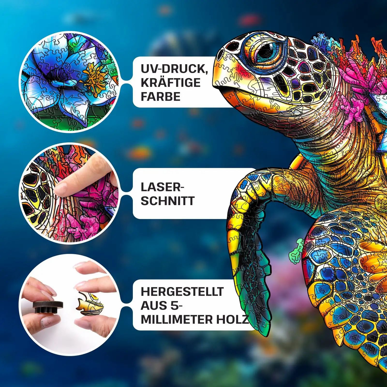 elliot Houten Puzzel Schildpad L - 500 Stukjes