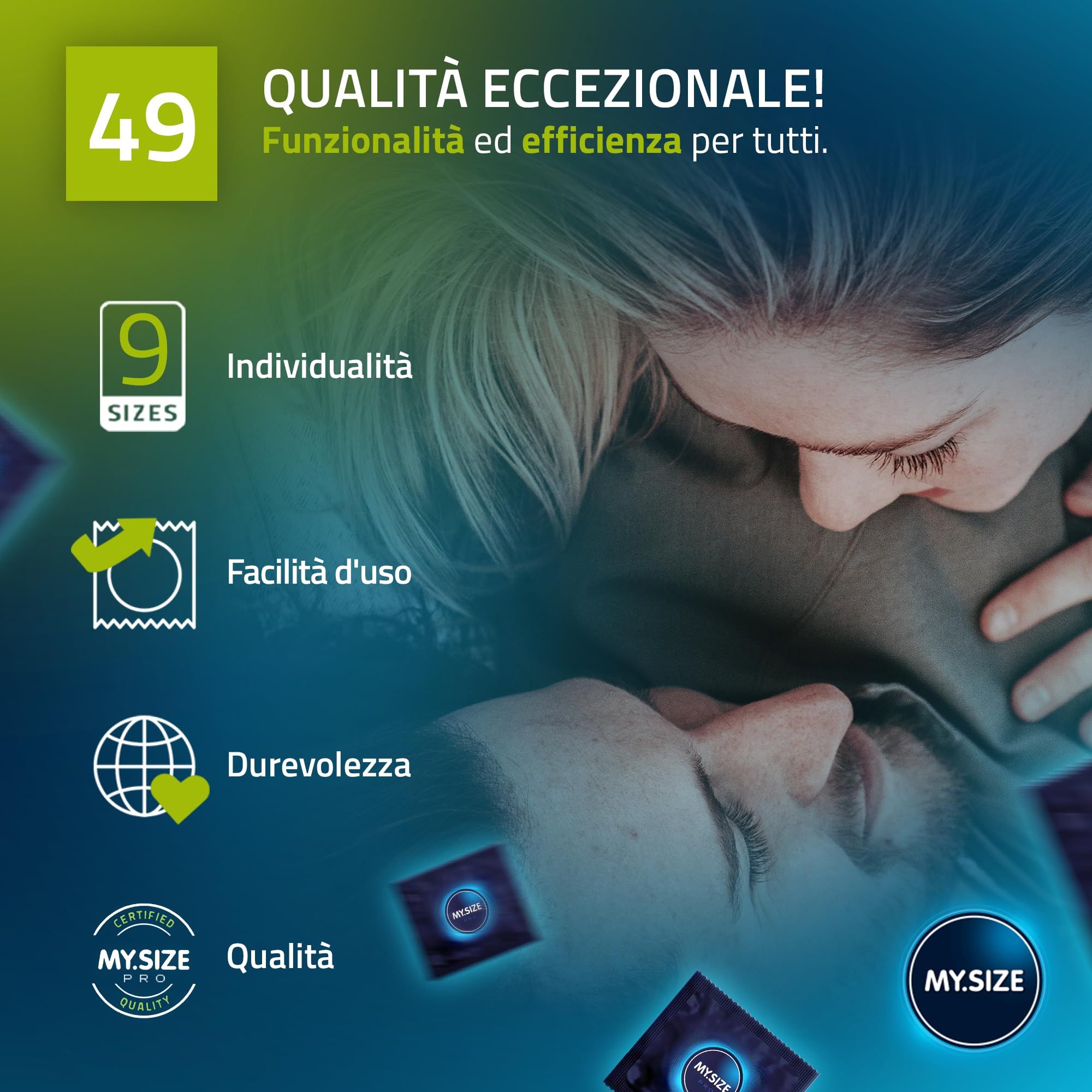 Préservatifs My.Size PRO 49mm. Qualité, durabilité, facilité d'utilisation.