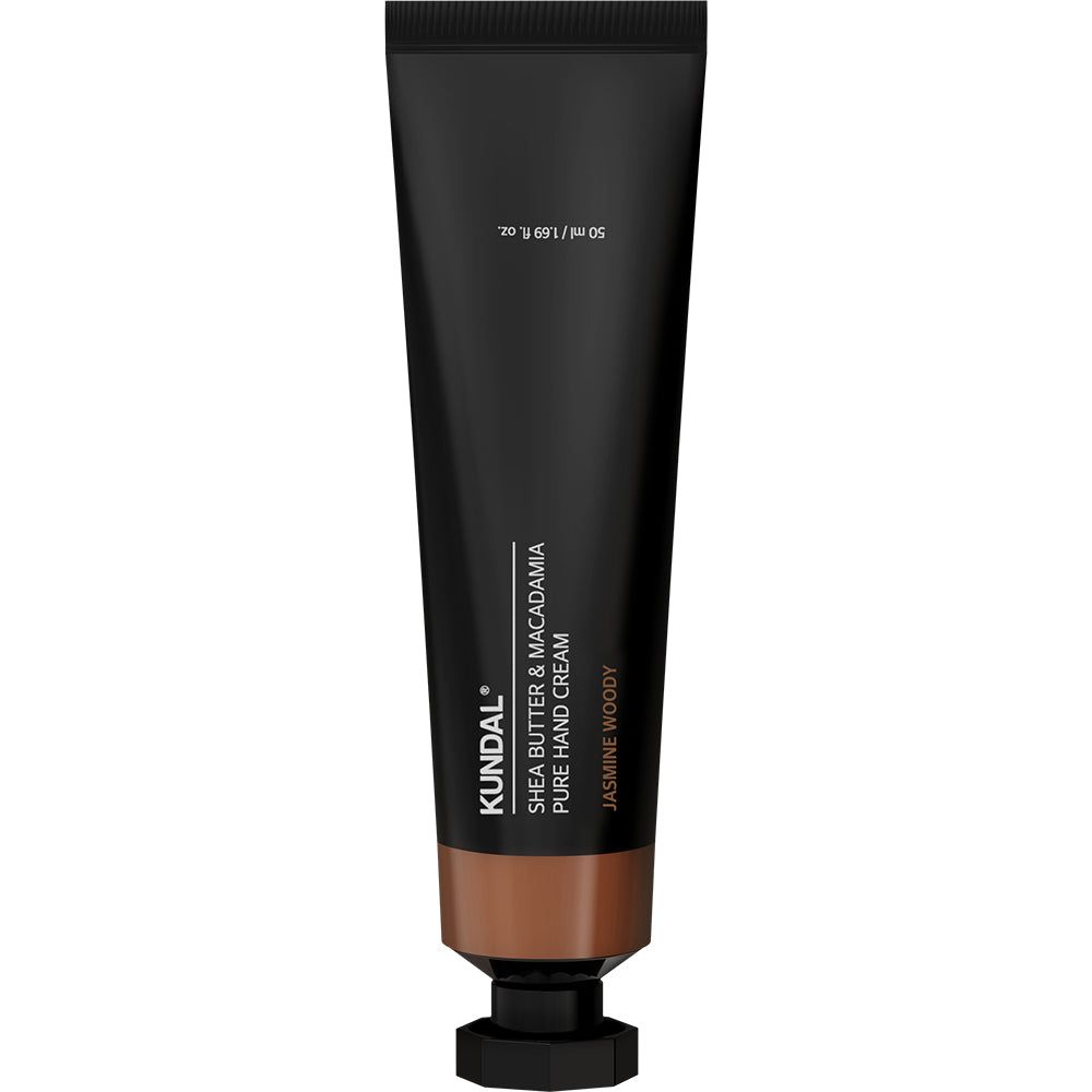 Zwarte tube KUNDAL Shea Butter & Macadamia Handcreme, Cherry Blossom.
