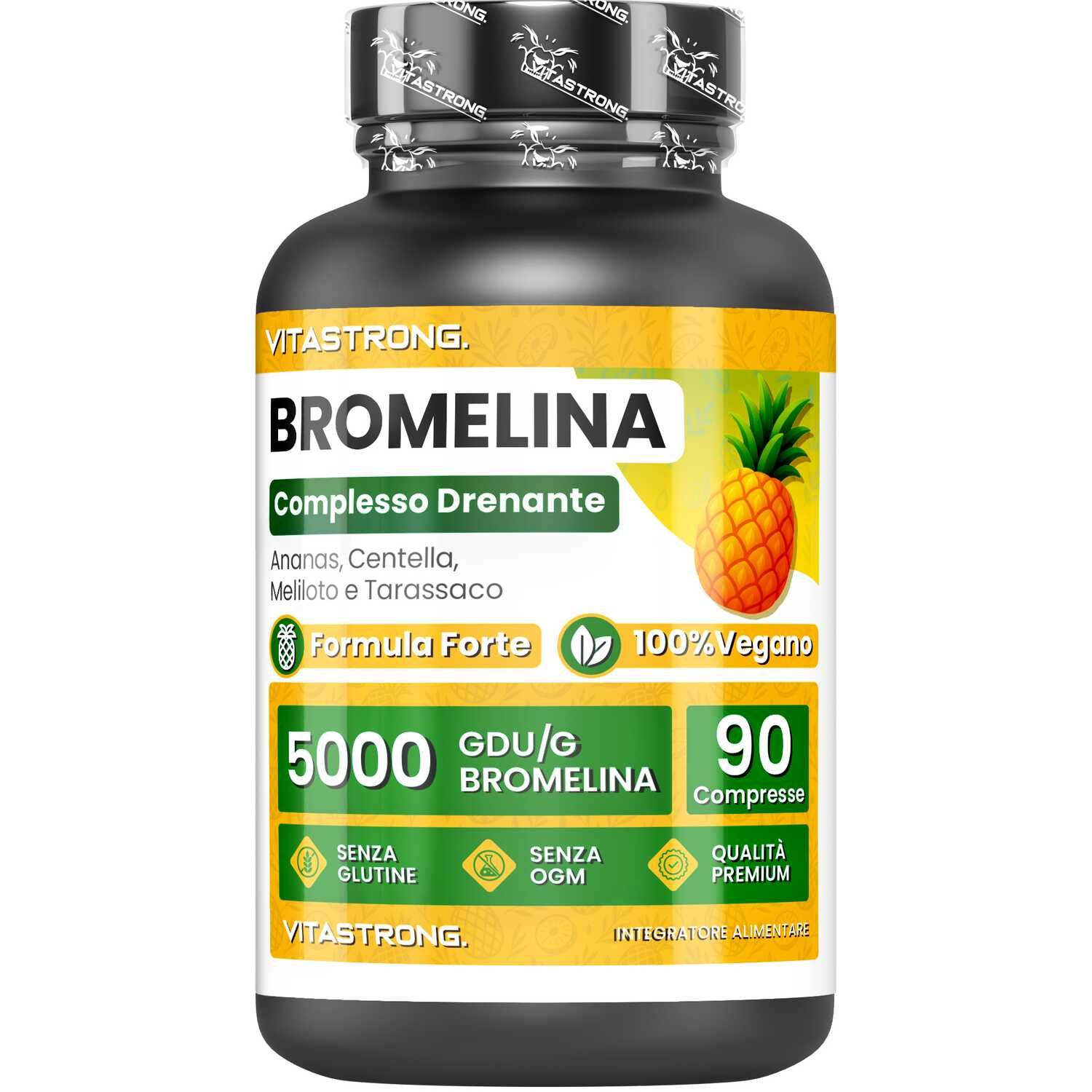 Vitastrong Bromélaïne 5000 GDU – favorise le drainage et aide contre la cellulite