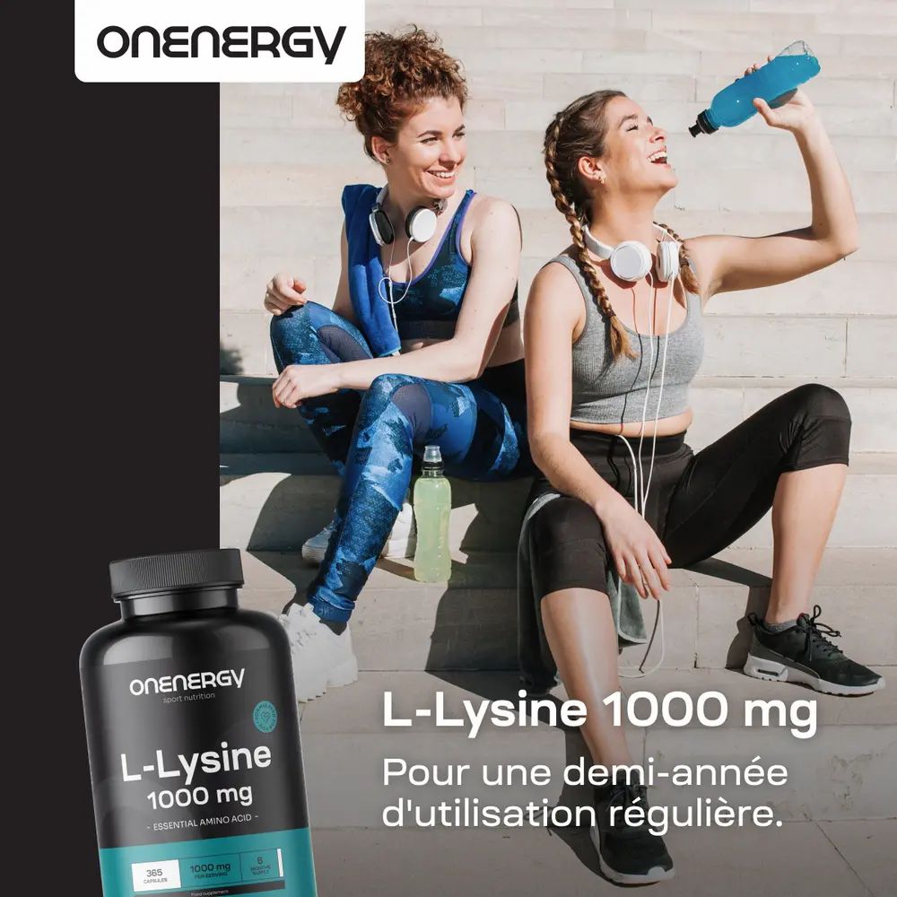 Deux femmes boivent, bouteille L-Lysine 1000 mg, pour une demi-année.