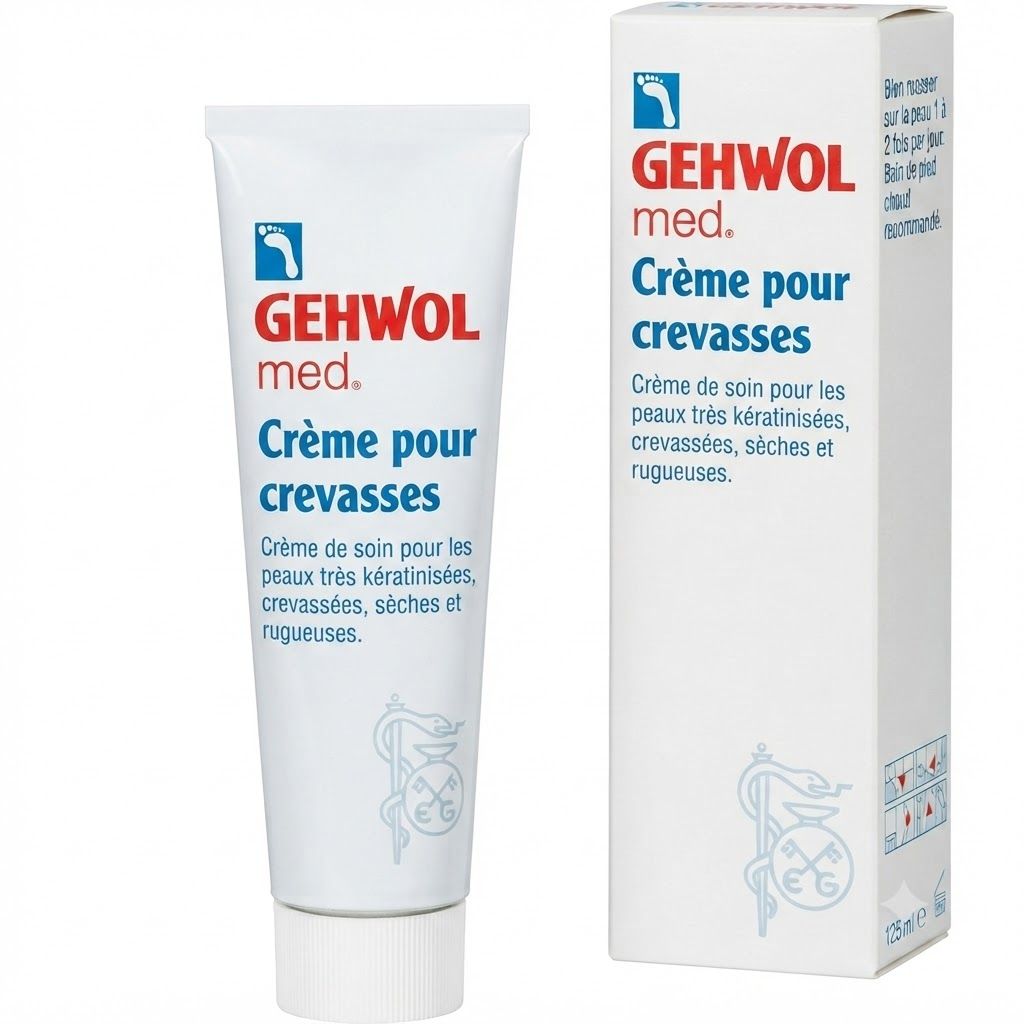 GEHWOL med. Crème pour crevasses tube et emballage. Crème de soin pour peaux très kératinisées, crevassées, sèches et rugueuses.
