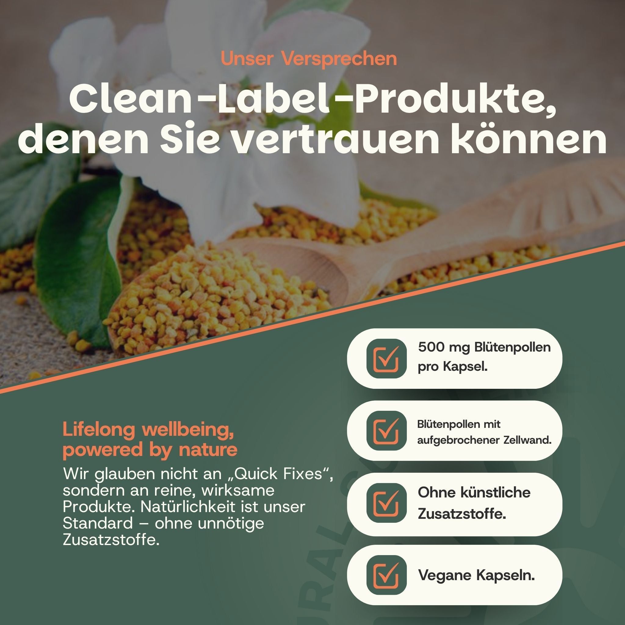 Bijenpollen capsules: 500 mg bijenpollen per capsule, vegan, zonder toevoegingen.