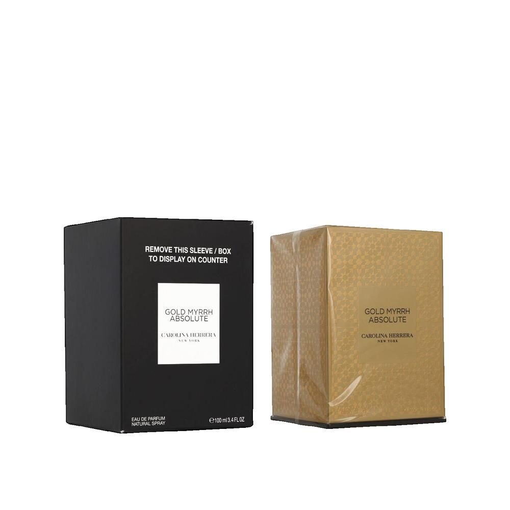 Twee dozen: een zwarte en een gouden. Beide tonen productnaam en merknaam.